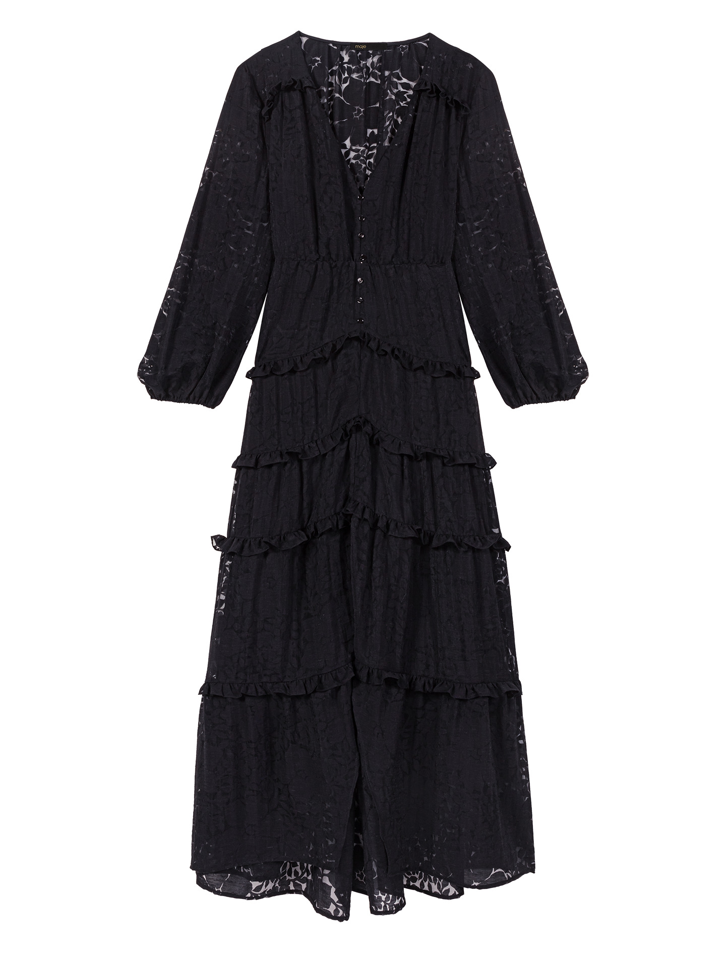 Robe longue volantée à motif