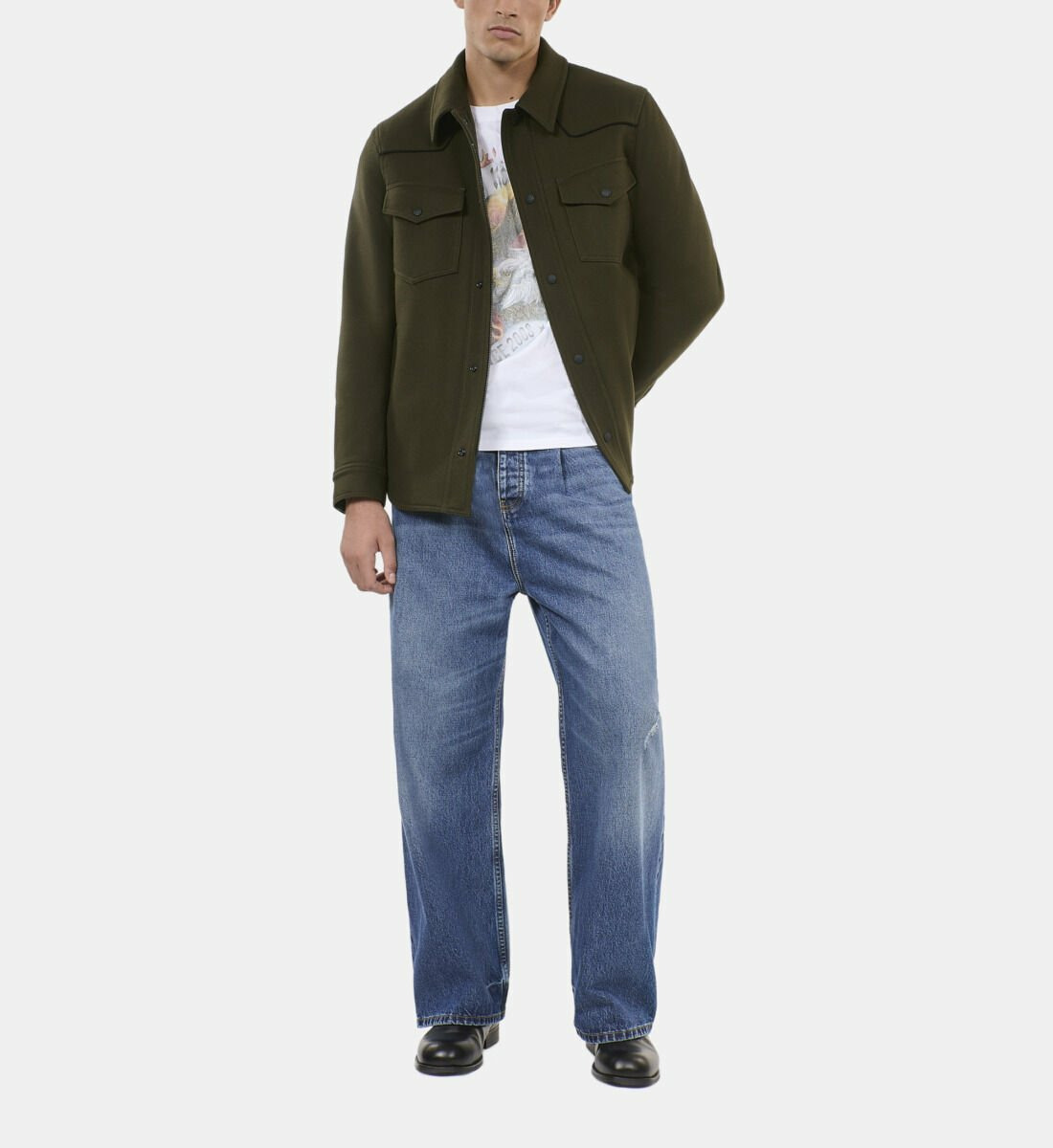 Blouson Style Surchemise Kaki Homme