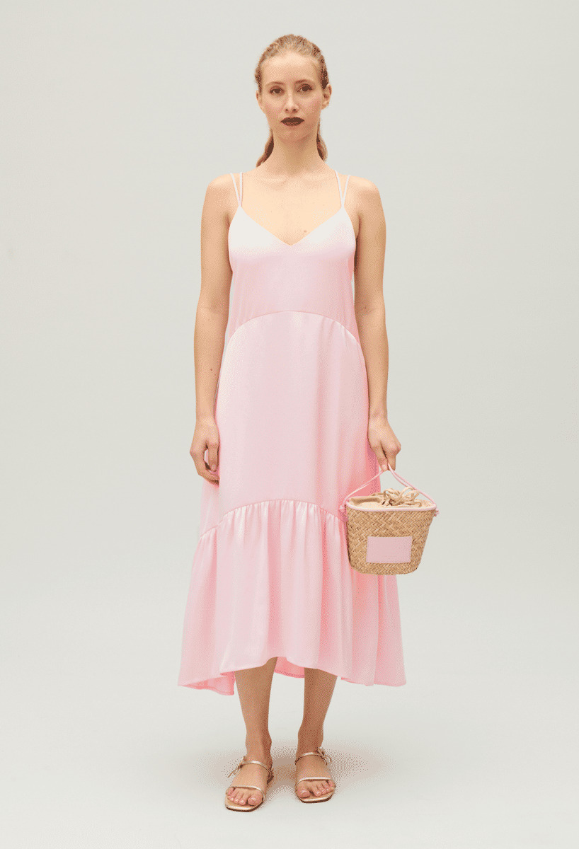 Robe midi satinée