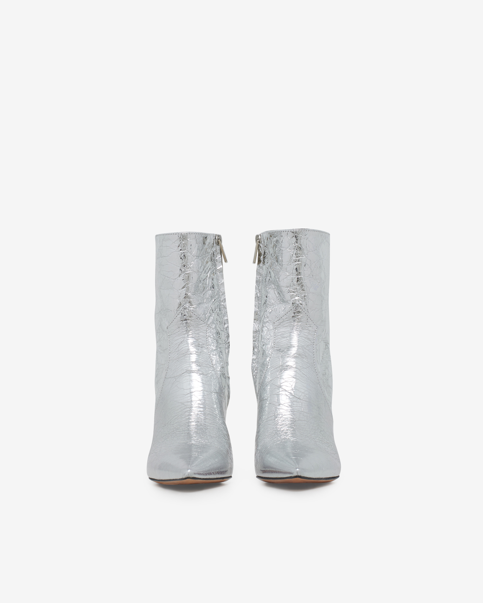 Bottines En Cuir Argenté Davy Silver