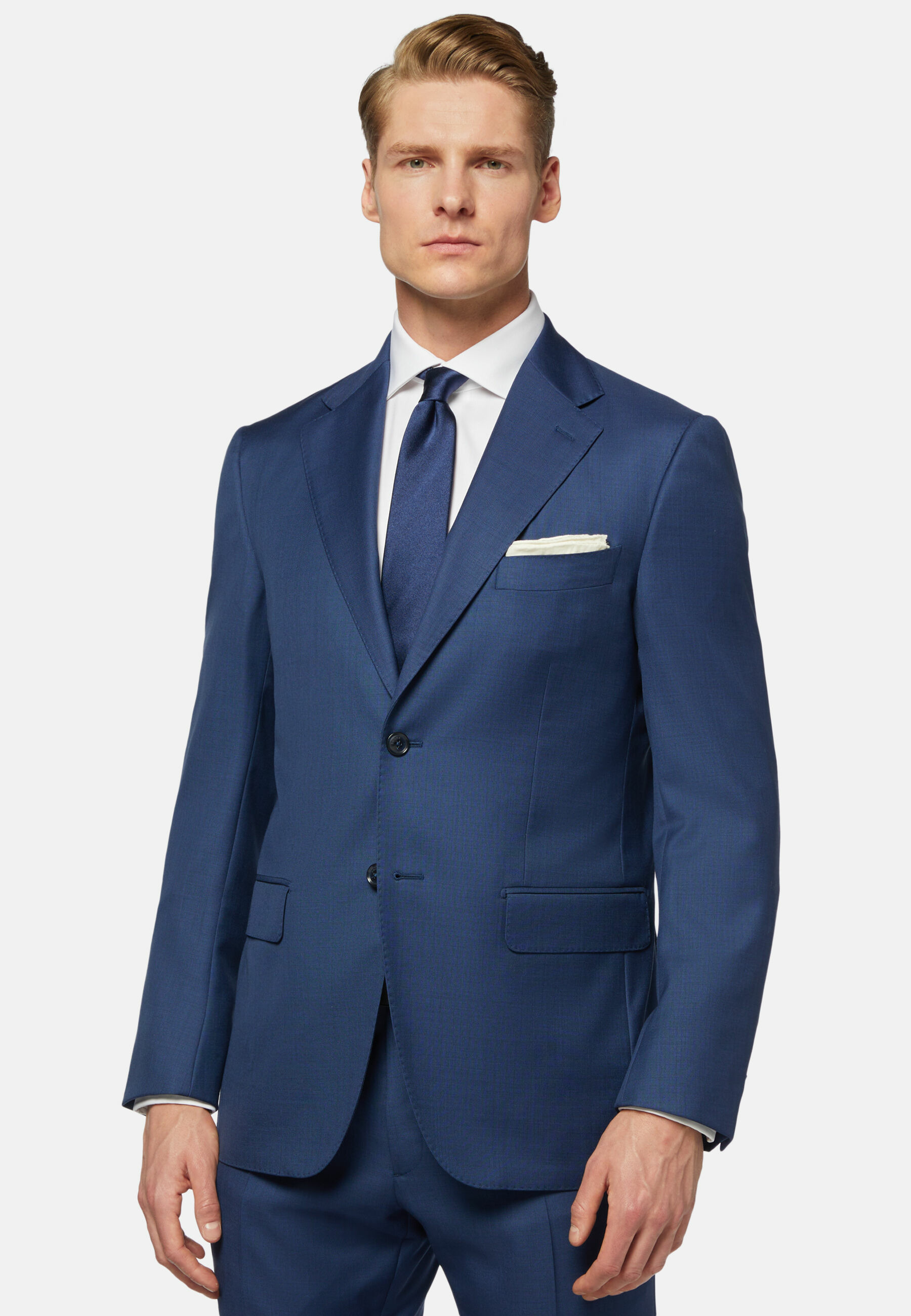 Veste Bleue En Laine Grain De Poudre