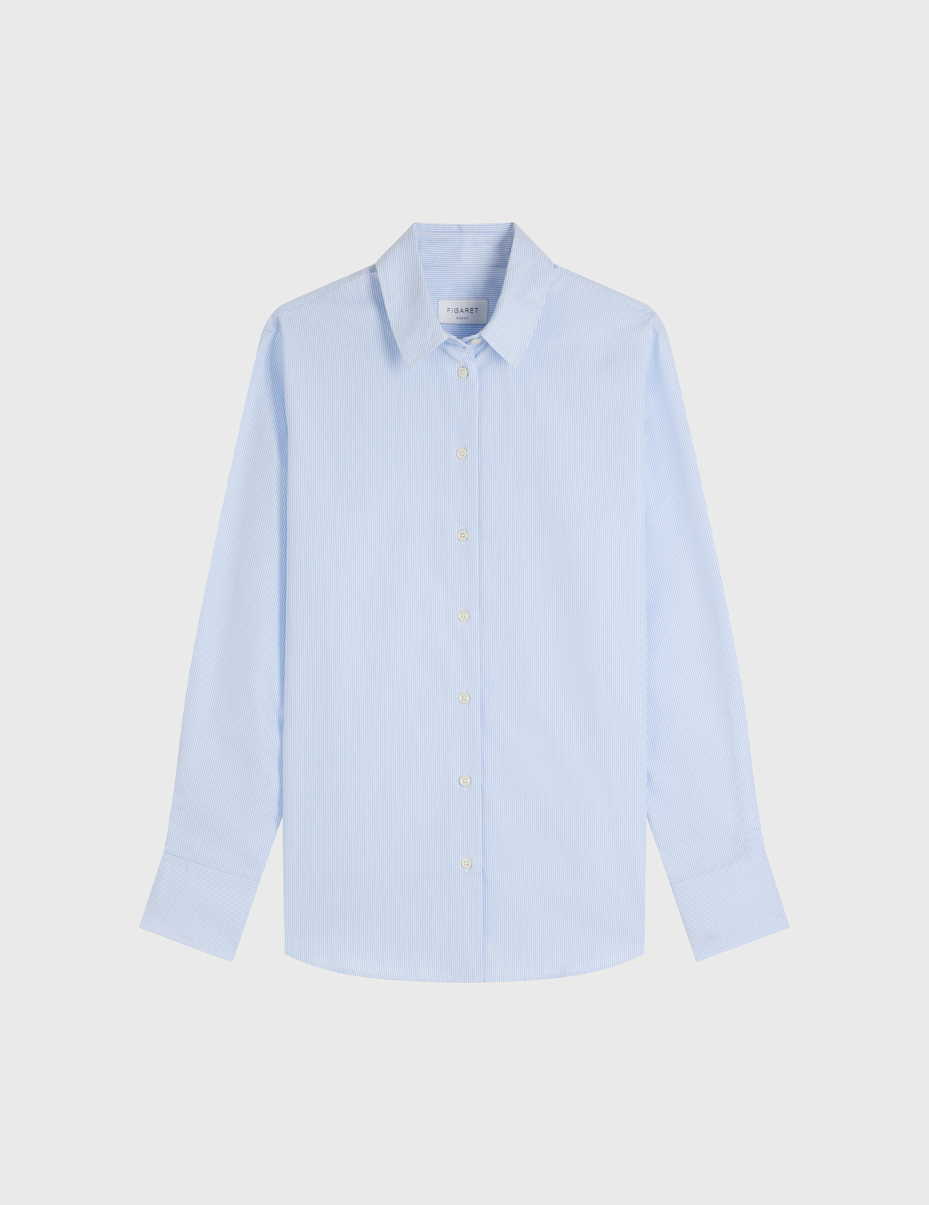 Chemise marion en popeline rayée bleu