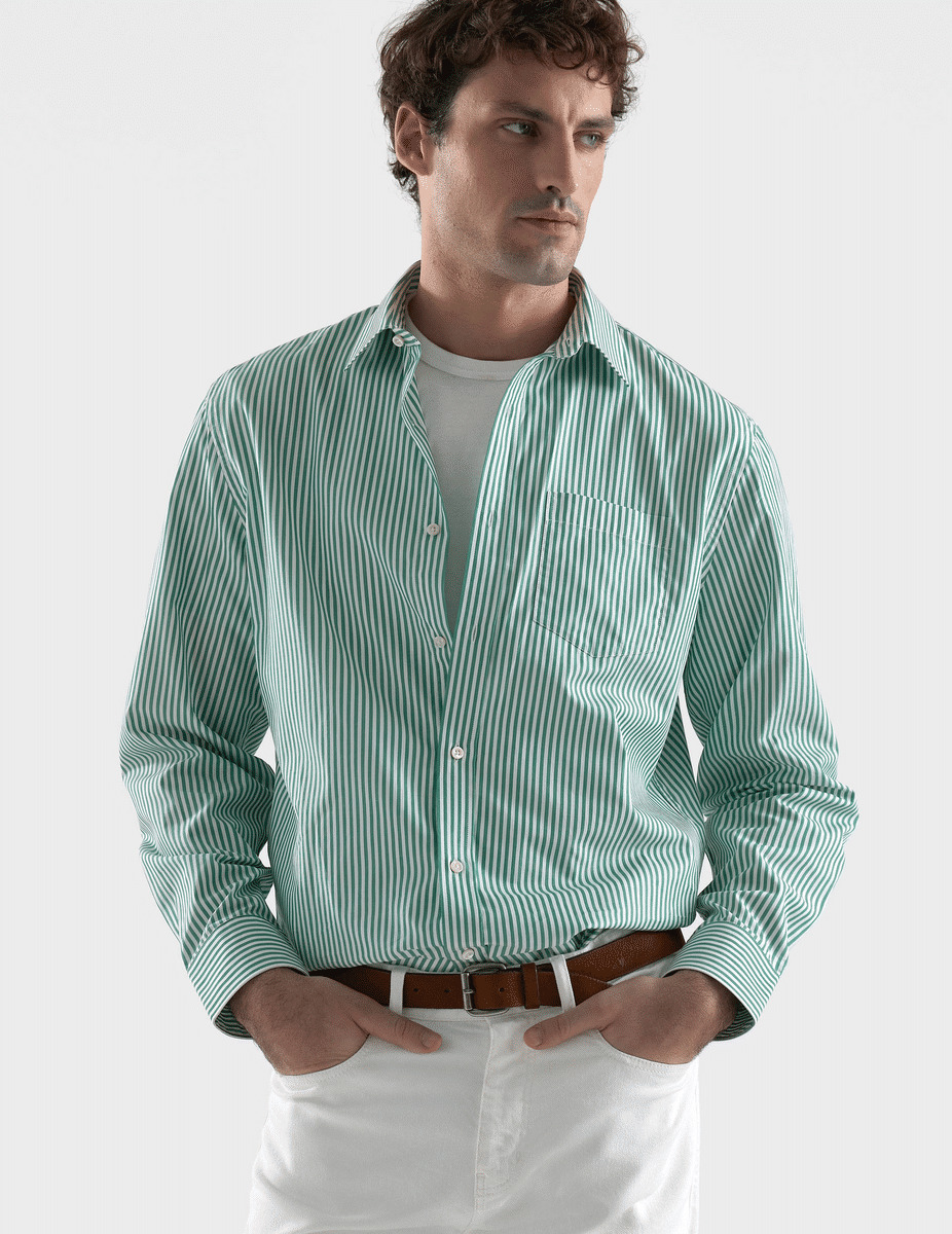 Chemise Classique rayée verte