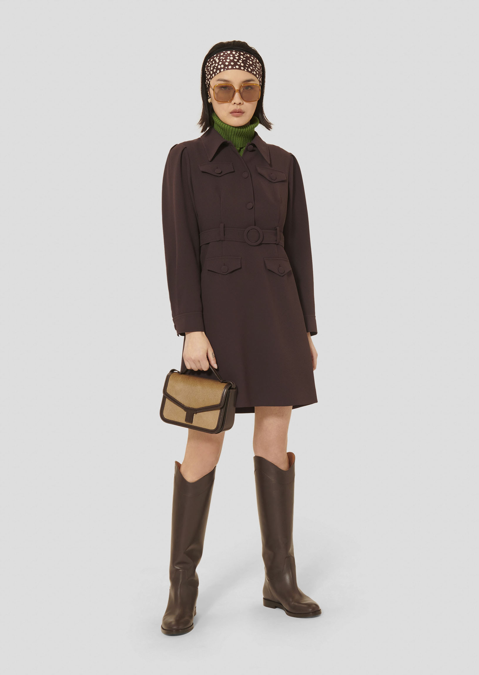 Robe Roya-Chocolat en Polyester