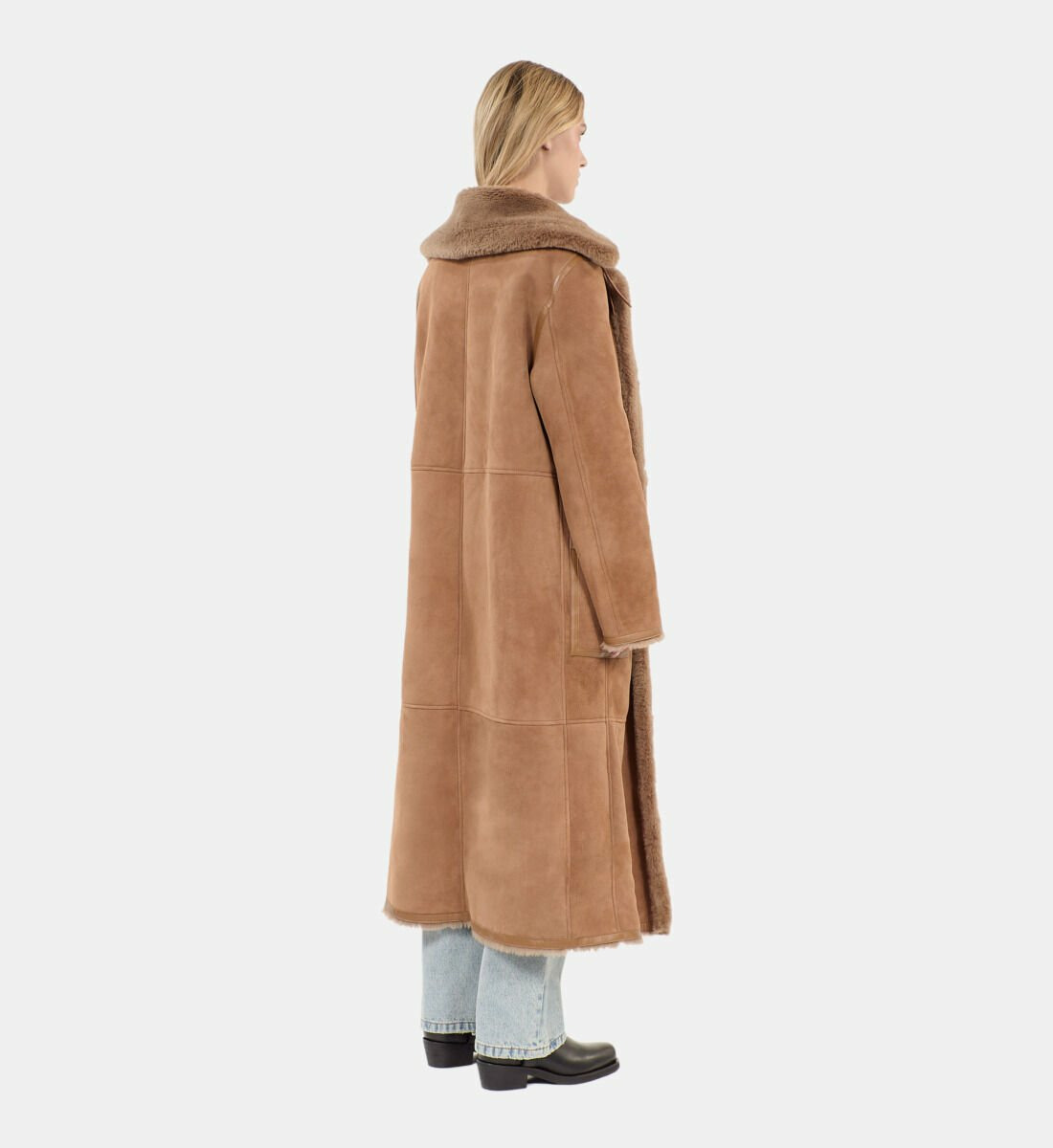 Peau Lainée Longue Marron Femme