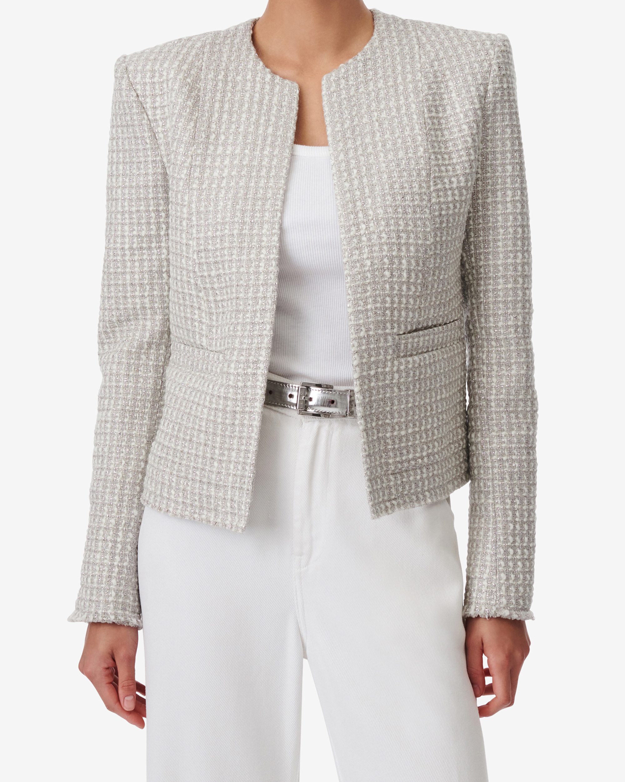 Veste En Tweed Argenté Joulia