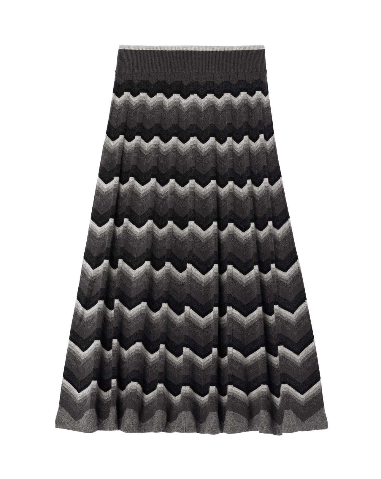 Jupe plissée à chevrons - Femme - NOIR/GRIS ARGENTE