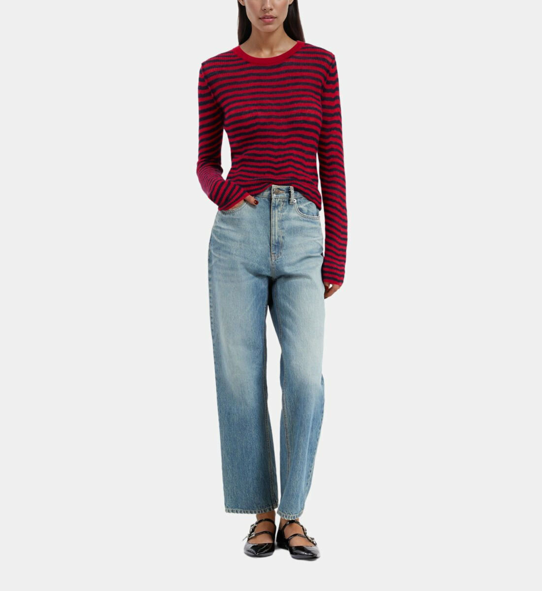 Pull En Mohair À Rayures Femme