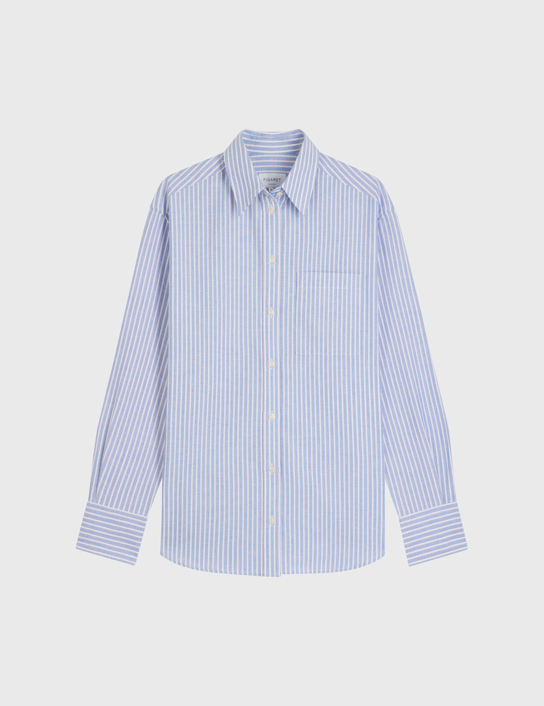 Chemise charlotte avec poche poitrine en oxford rayé bleu