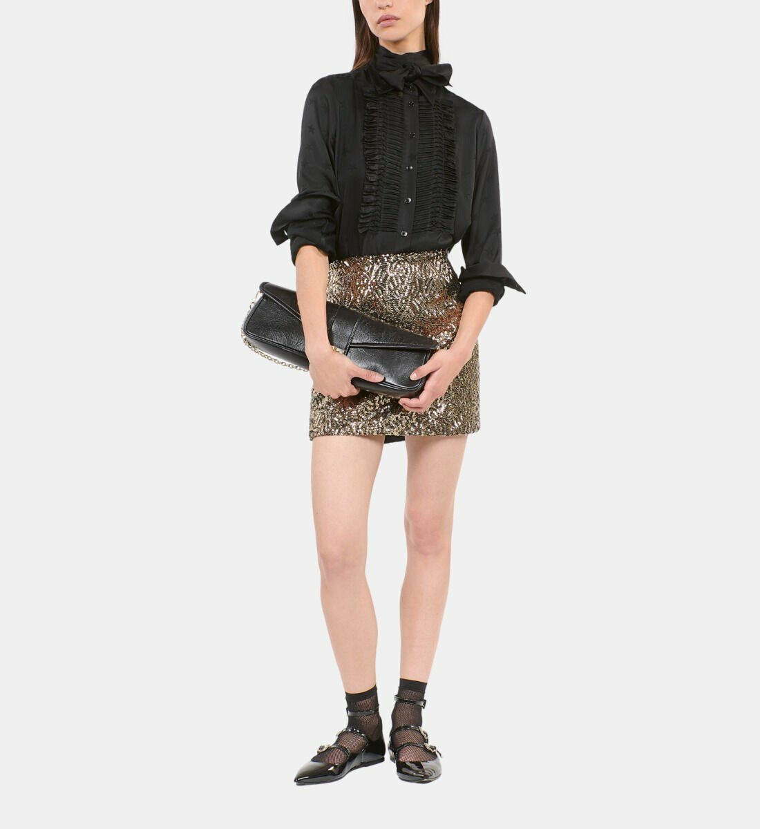 Chemise Jacquard Noire Femme