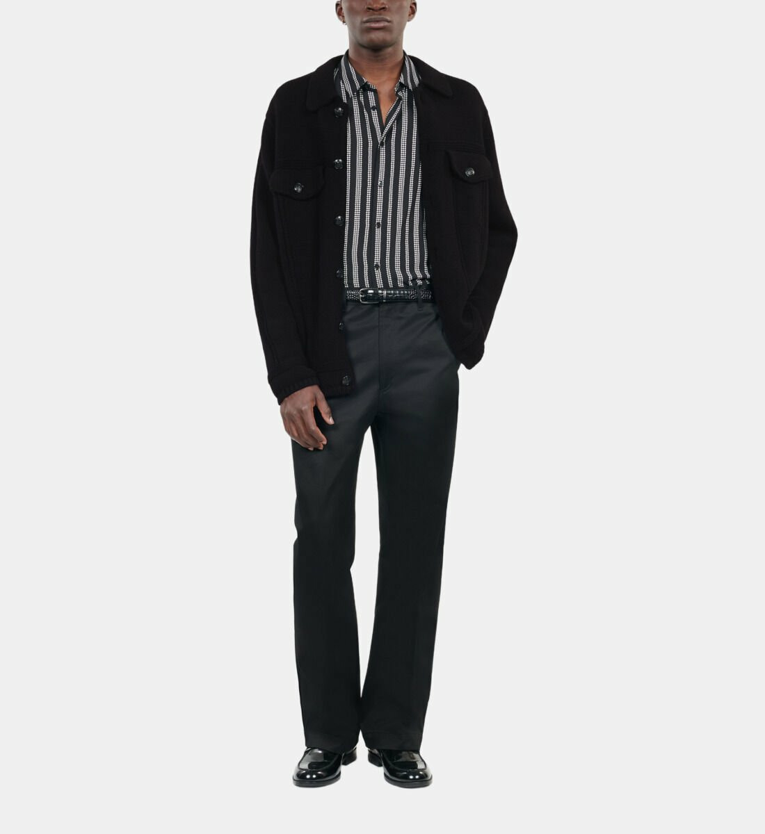 Cardigan En Laine Noire Homme