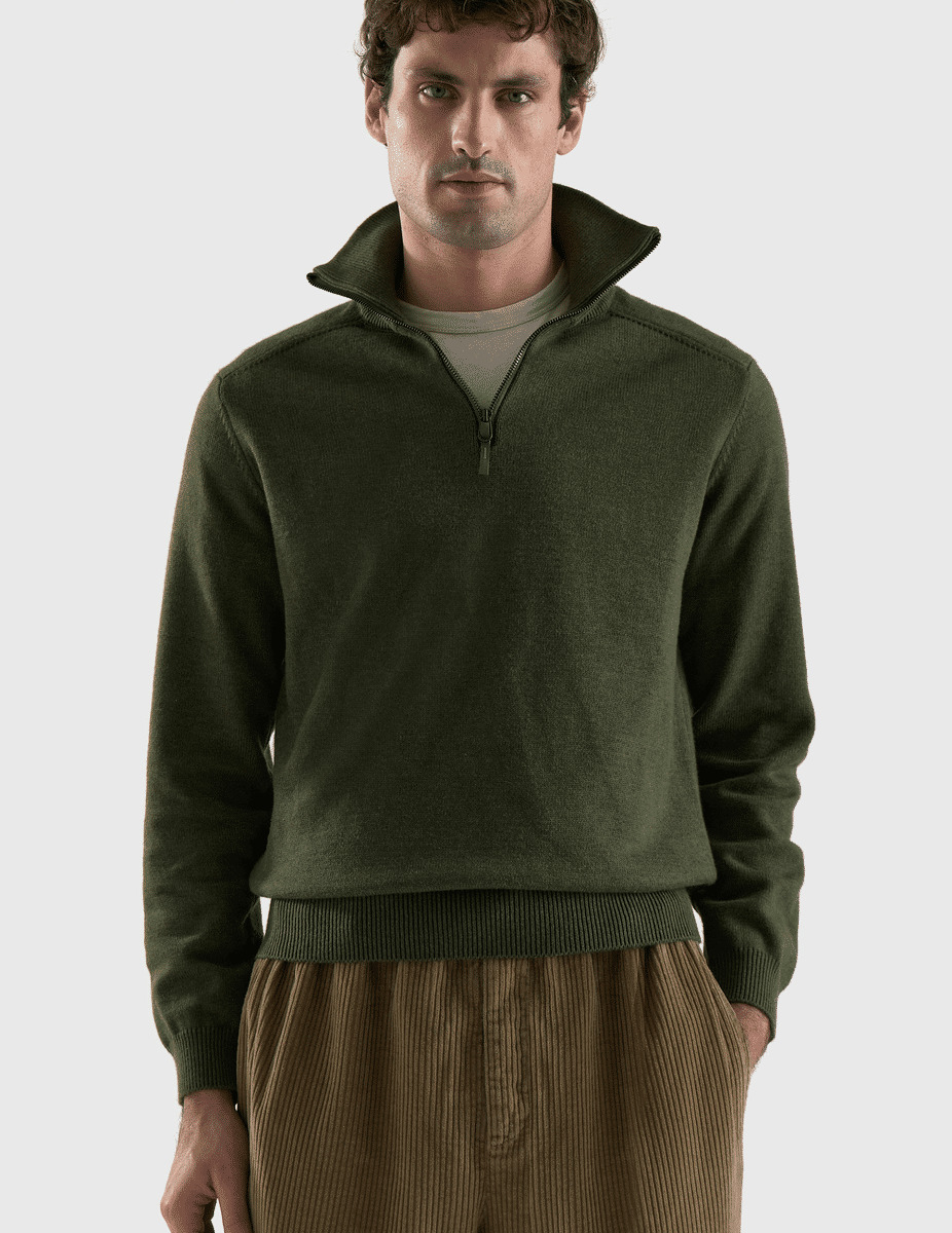 Pull Eddy en coton et cachemire kaki