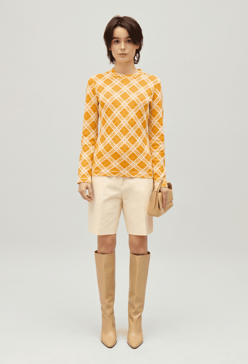 Pull carreaux jaune