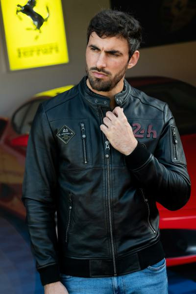 Blouson cuir 24H le mans Travis noir