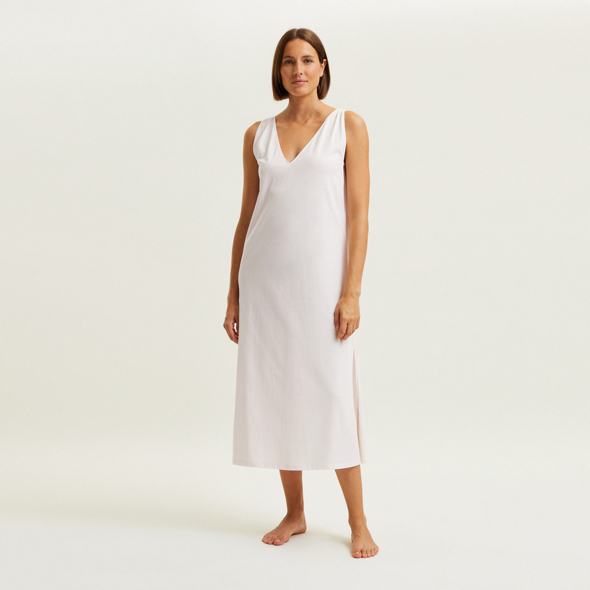 - Chemise de nuit longue col v en jersey, Anafi