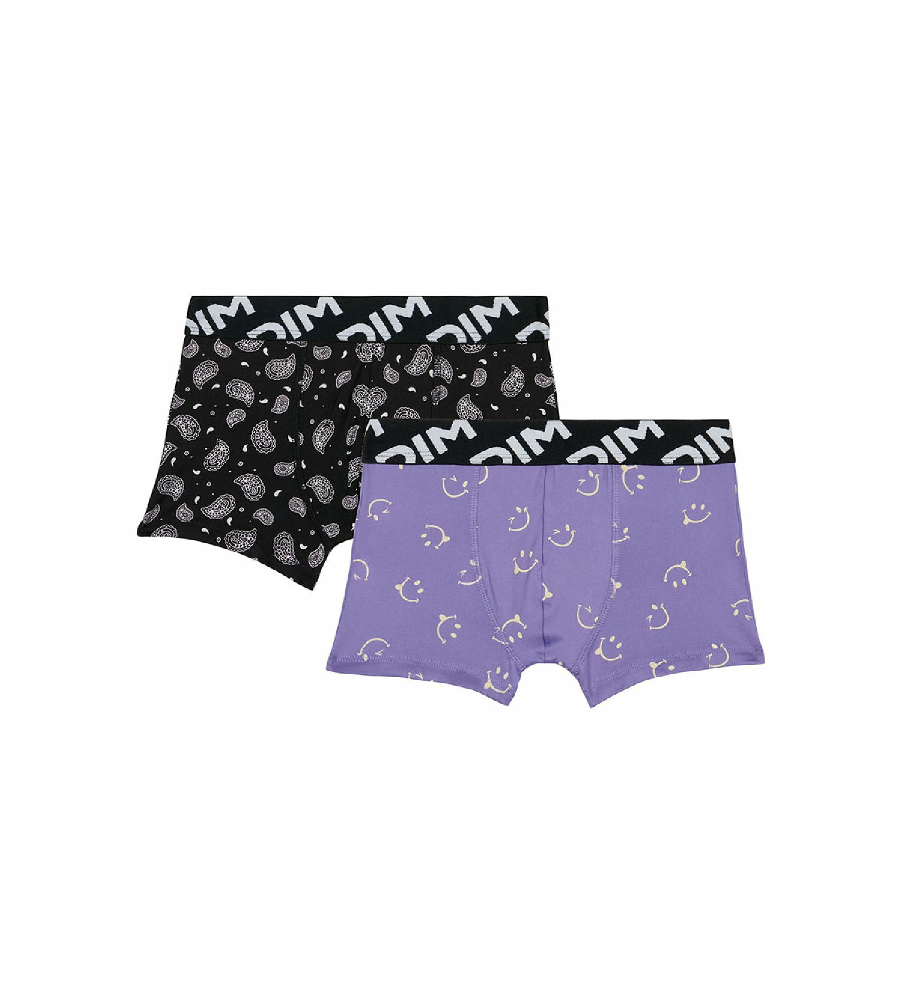 Lot de 2 boxers garçons en microfibre recyclée motif smiley Dim Micro