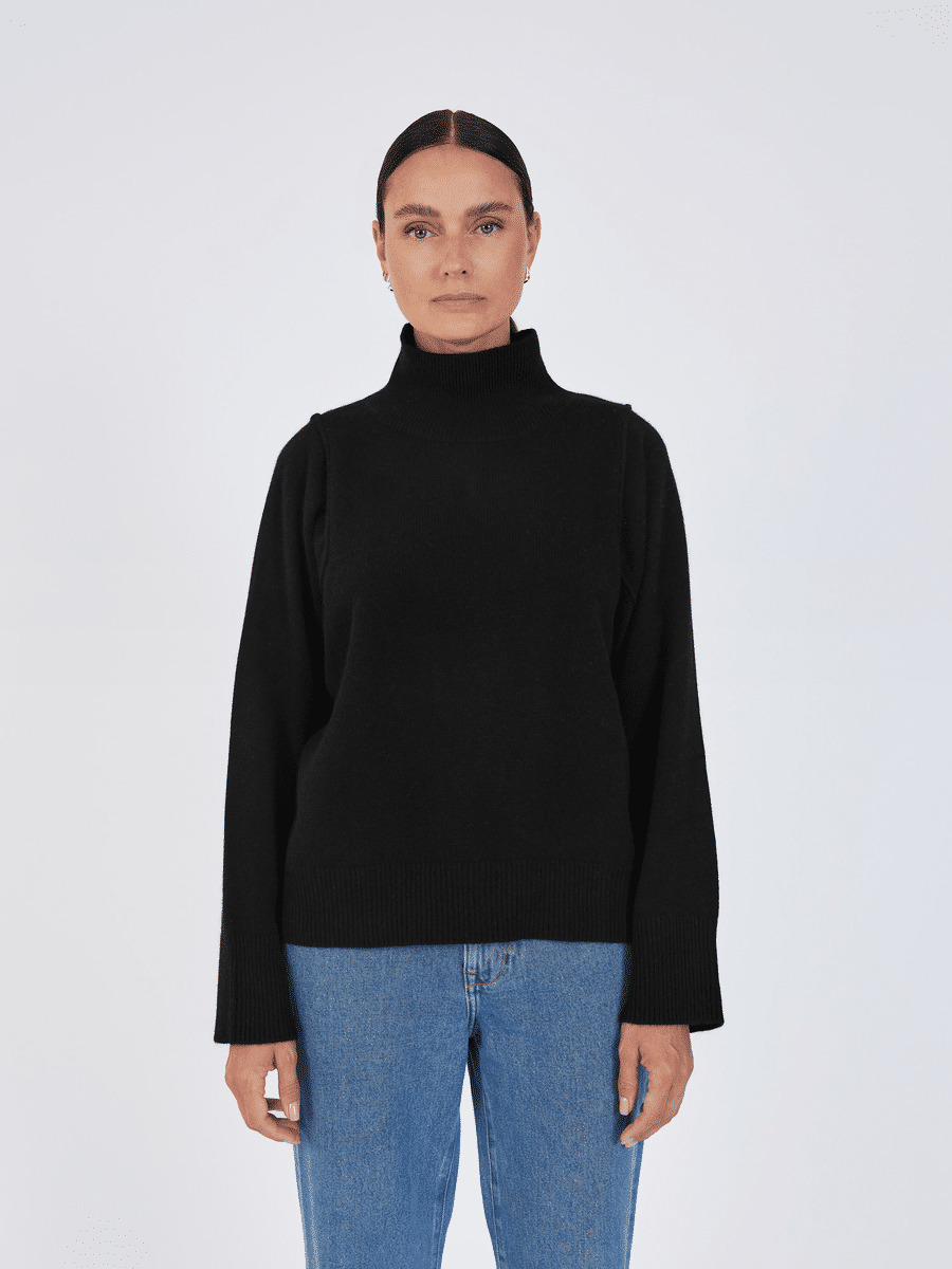 Pull col roulé ML Vekina NOIR