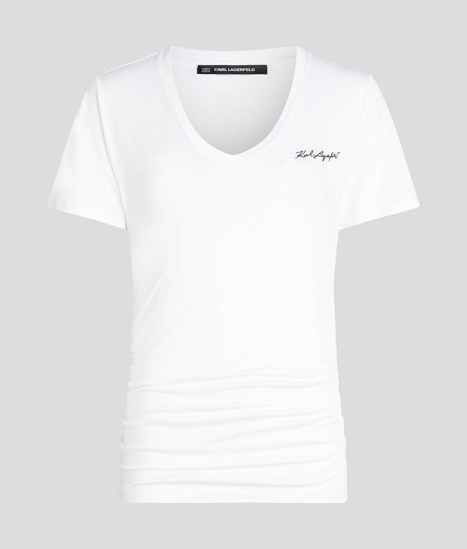 V-NECK RUCHED DETAIL T-SHIRT