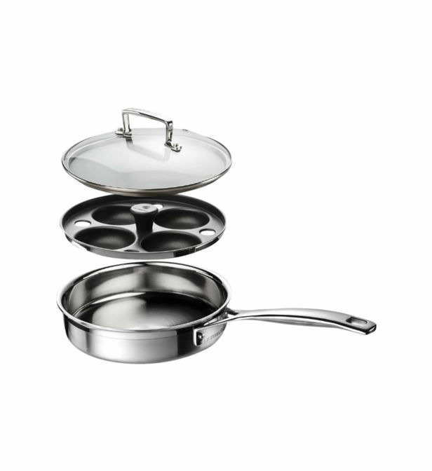 Sauteuse à Bord Droit en Inox avec Insert à œufs