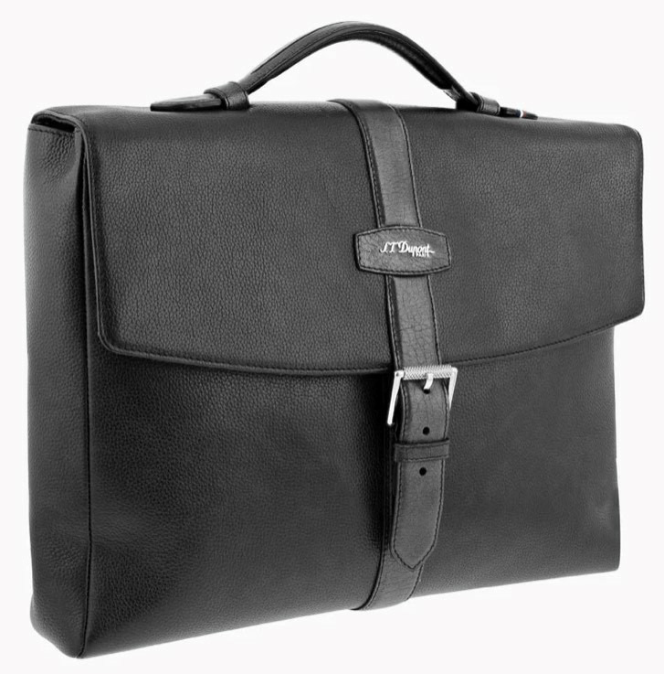 Porte-documents grainé noir à soufflet simple