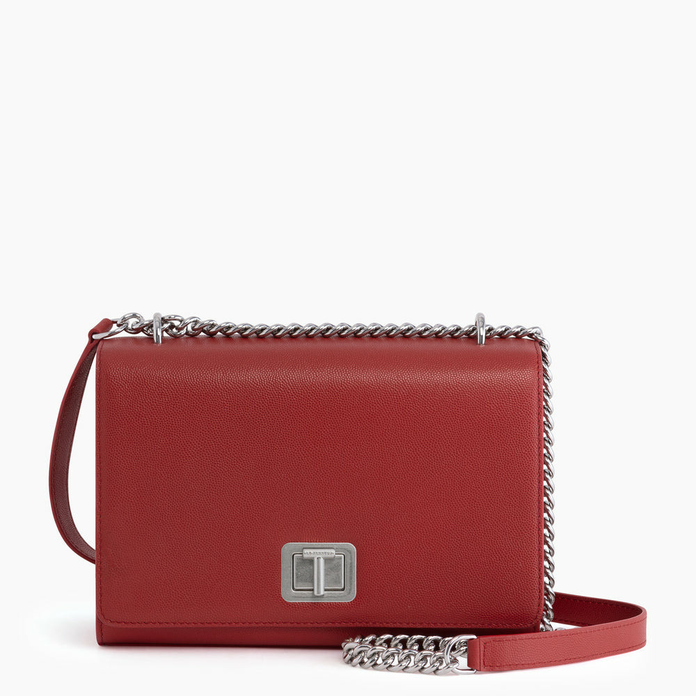 Grand sac bandoulière Eva en cuir grain caviar