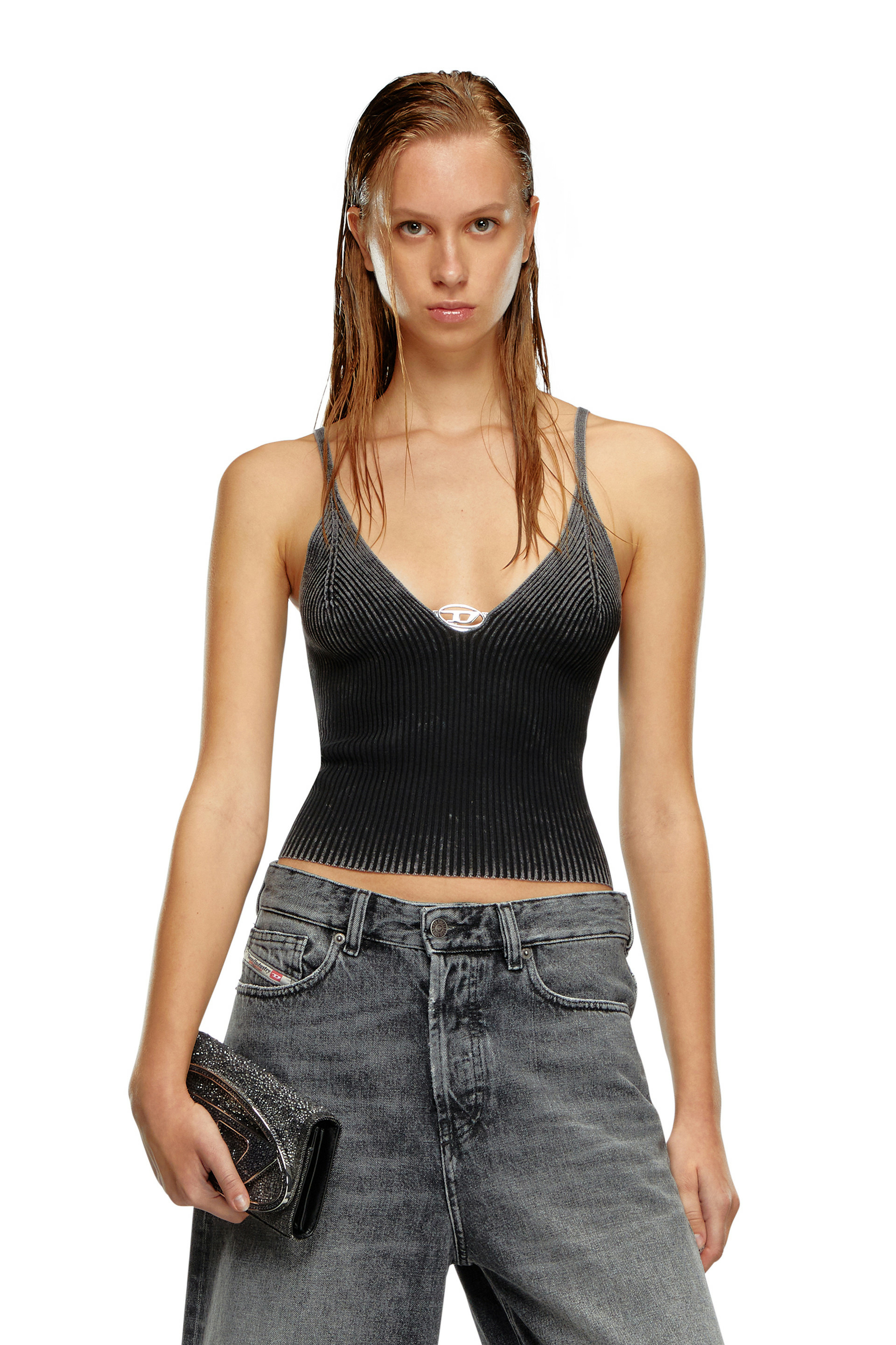 Camisole en maille côtelée délavée