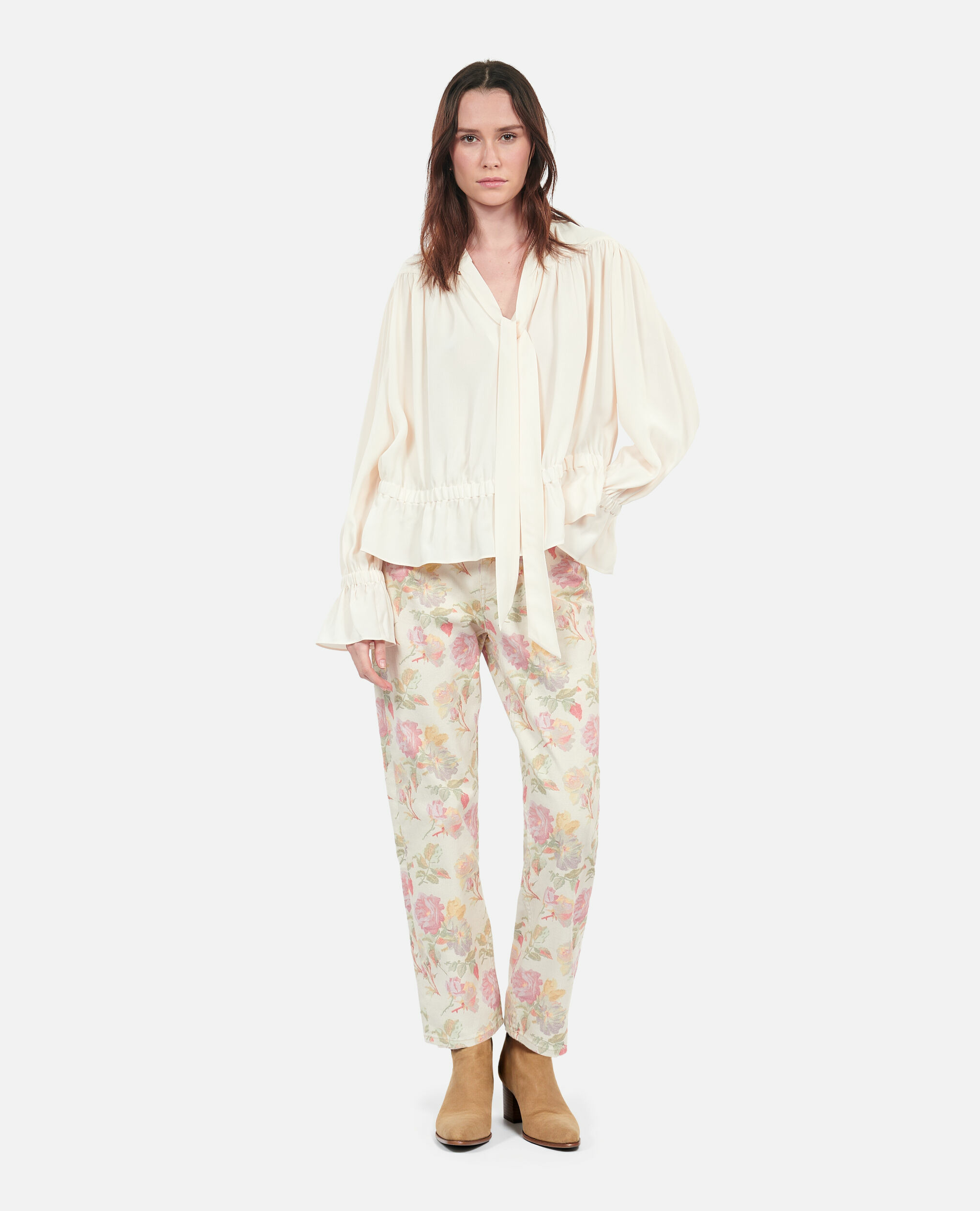 Top Écru Avec Fronces Femme