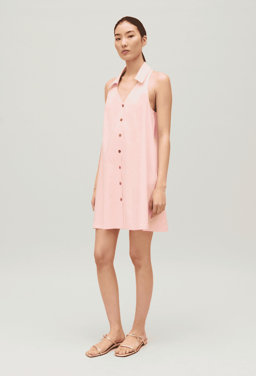Robe courte babydoll boutonnée