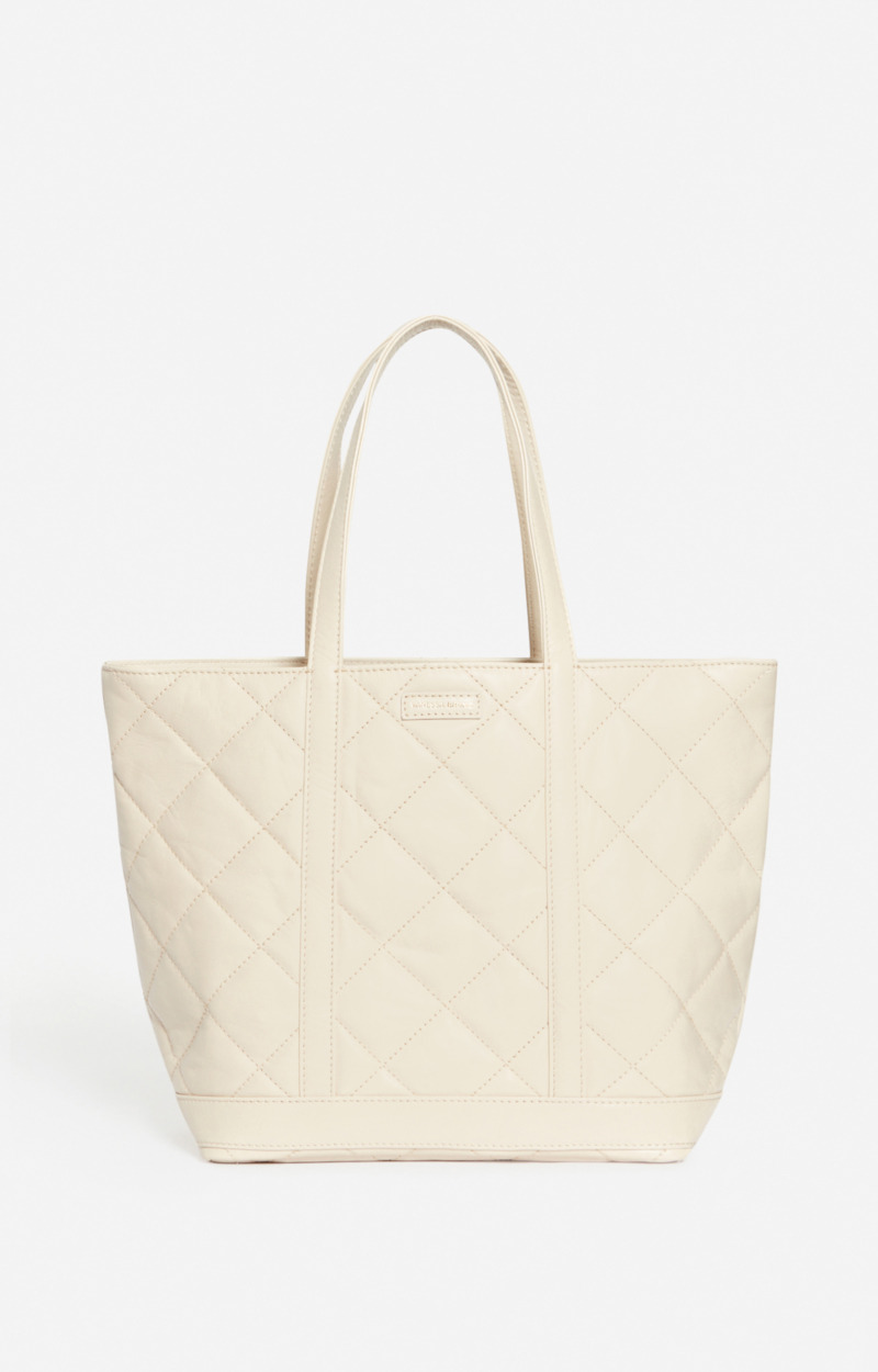 Cabas M En Cuir Matelassé En Coton Et Lin Mélangé