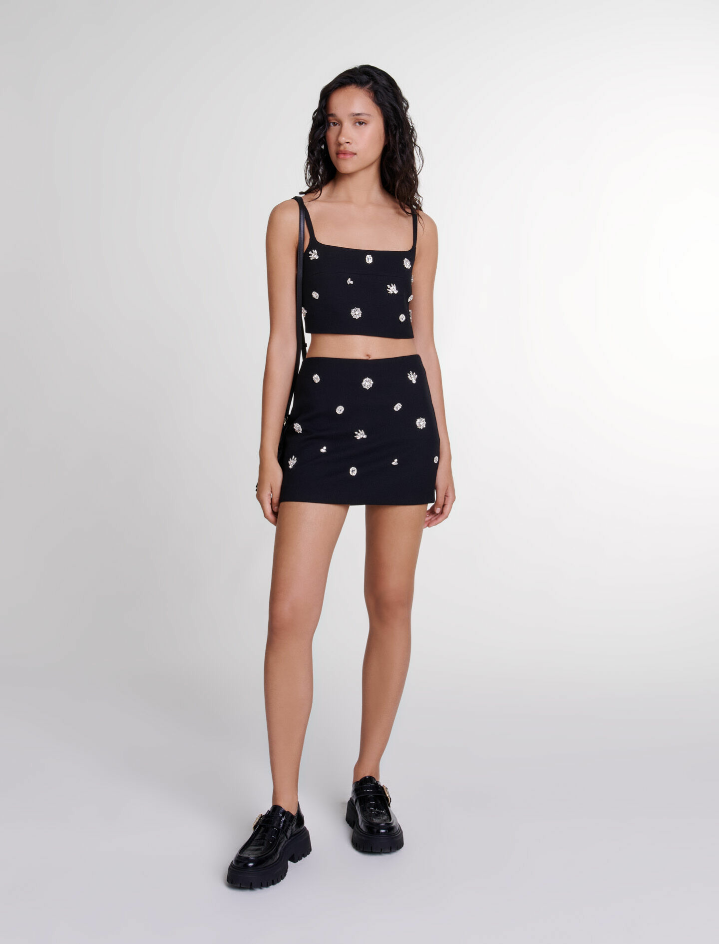 Short trompe l'œil à strass