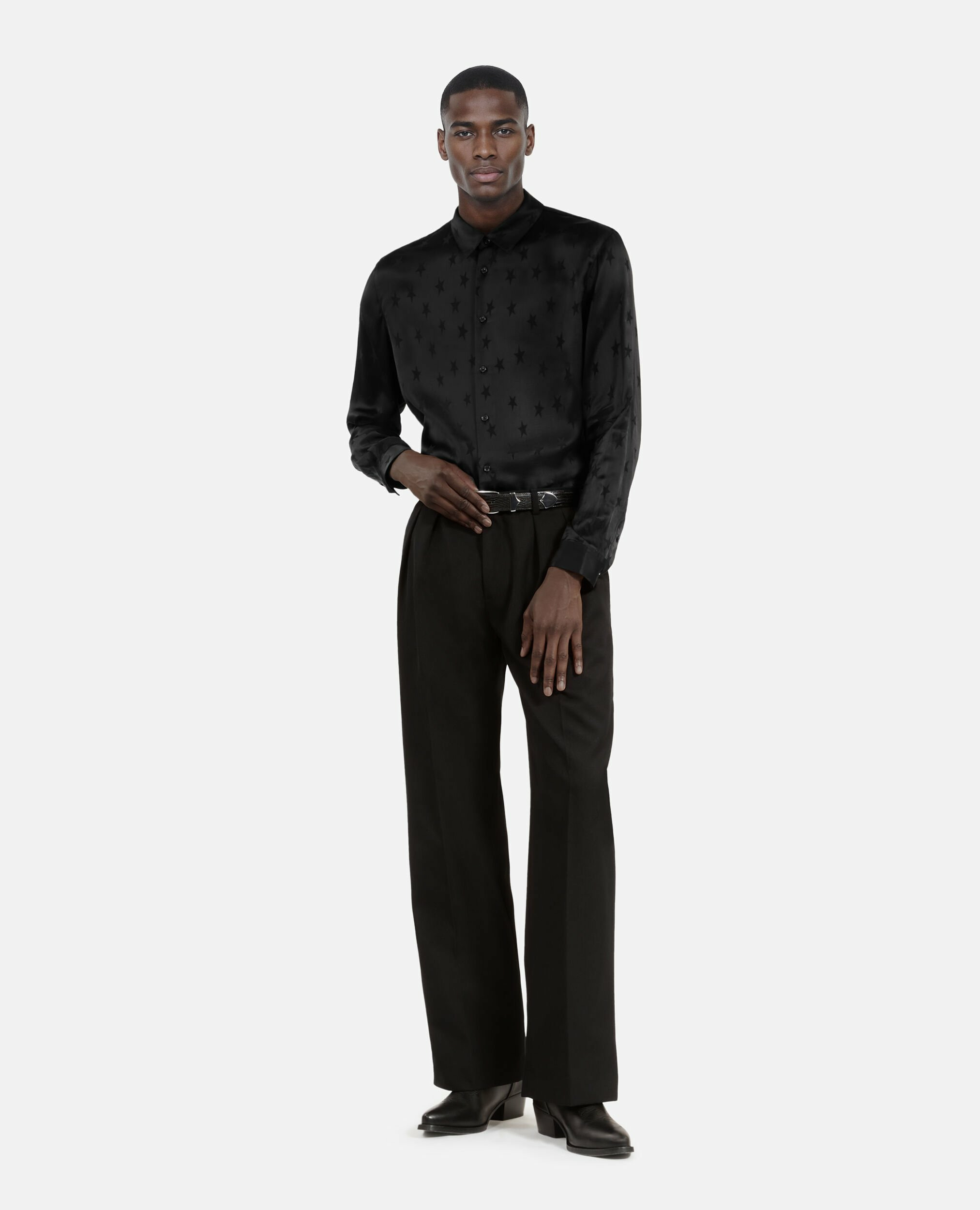 Chemise Jacquard Avec Étoiles Noire Homme