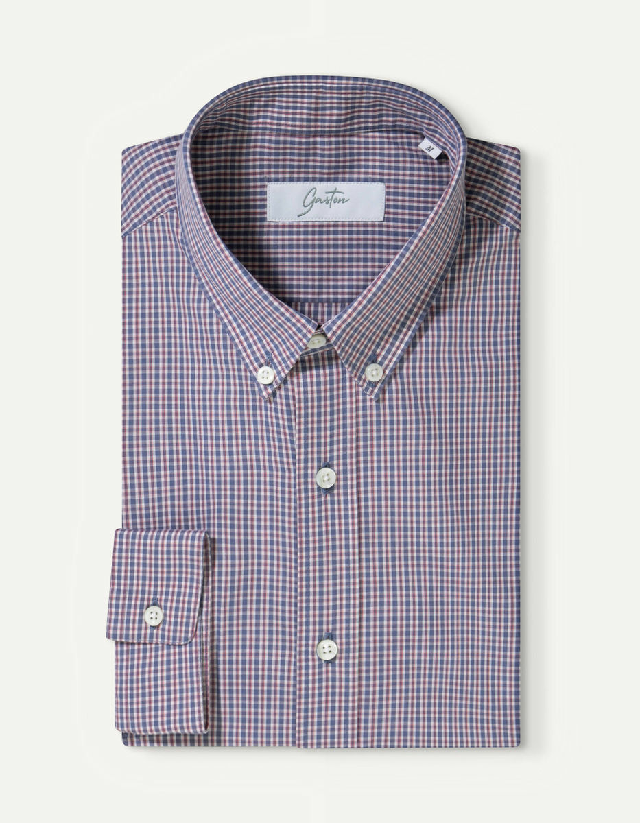 Chemise en popeline à carreaux rouge