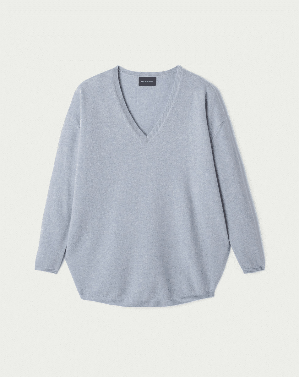 Pull V oversize - Femme - BLEU SALIX