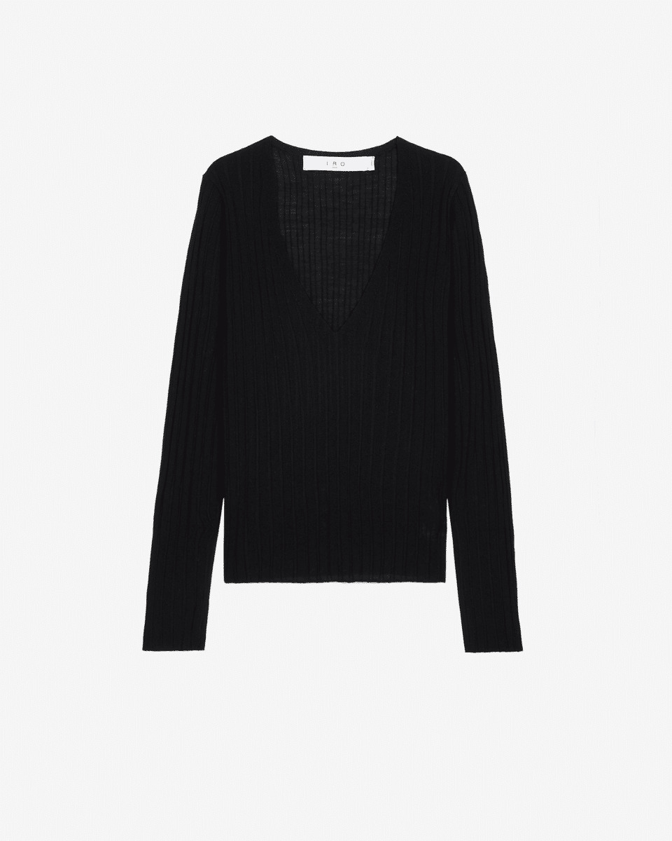 Pull Col V Côtelé Lenno