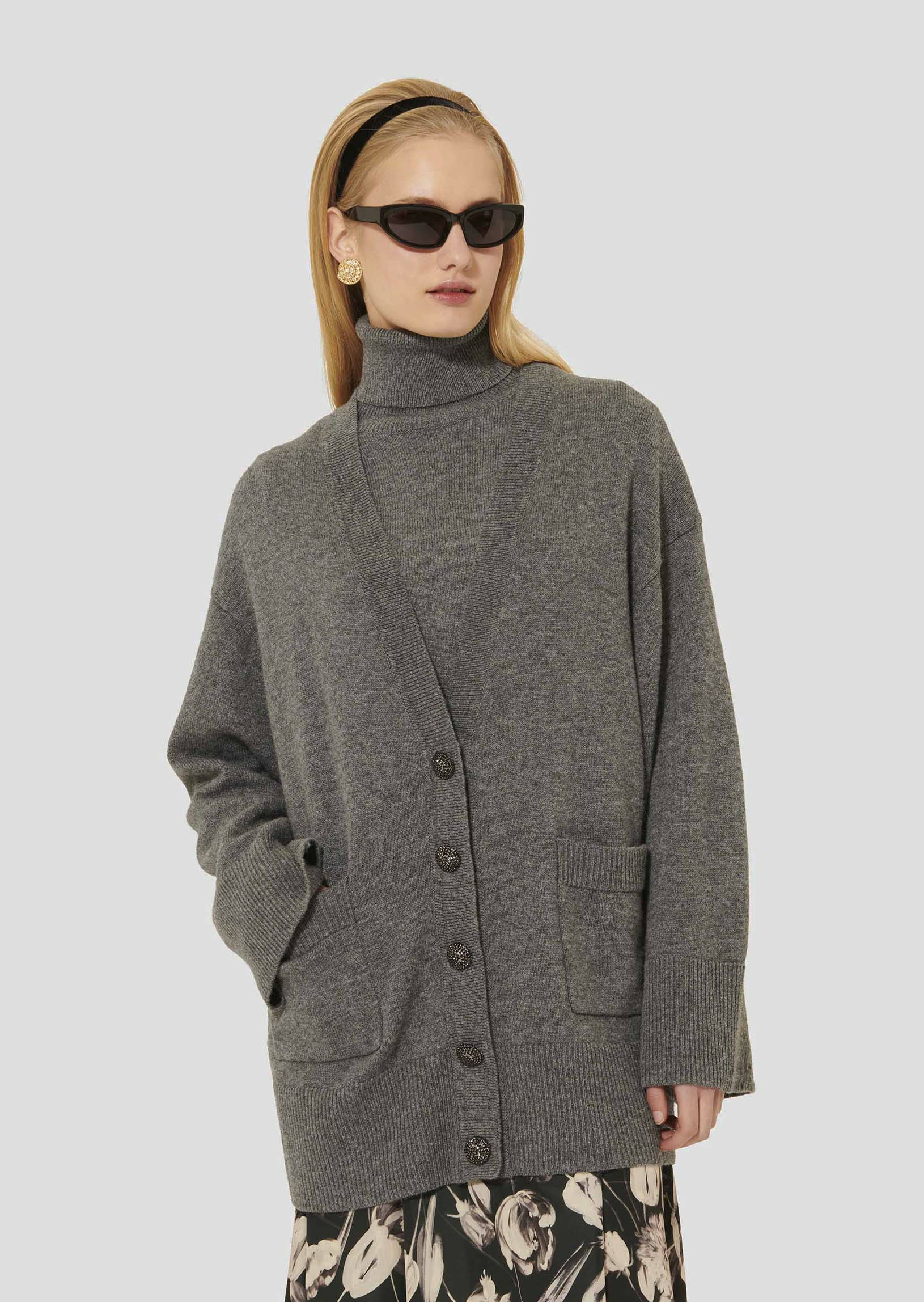 Gilet Ginger-Gris Chine en Laine Rws