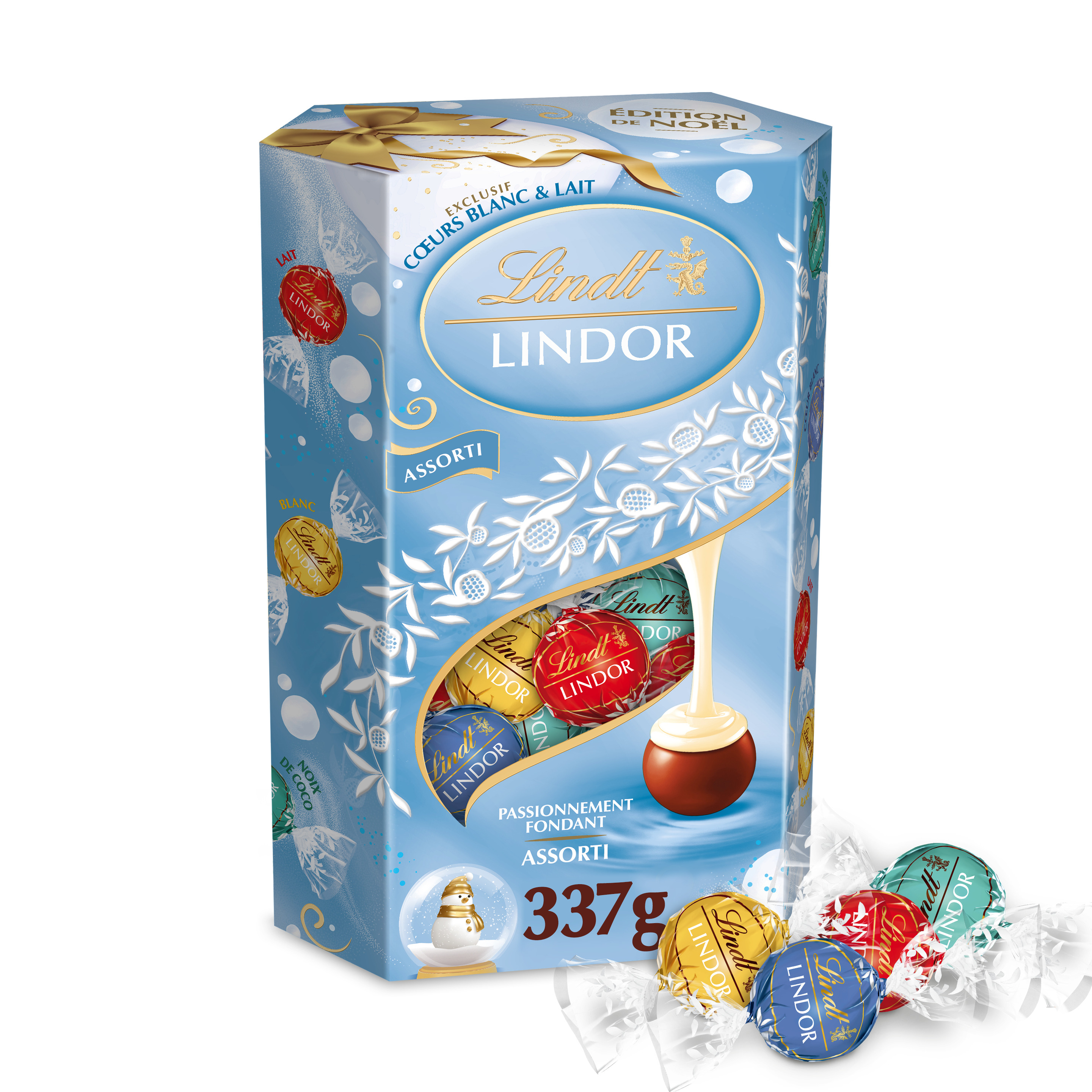 LINDOR CORNET ASSORTI CŒURS BLANC & LAIT 337G