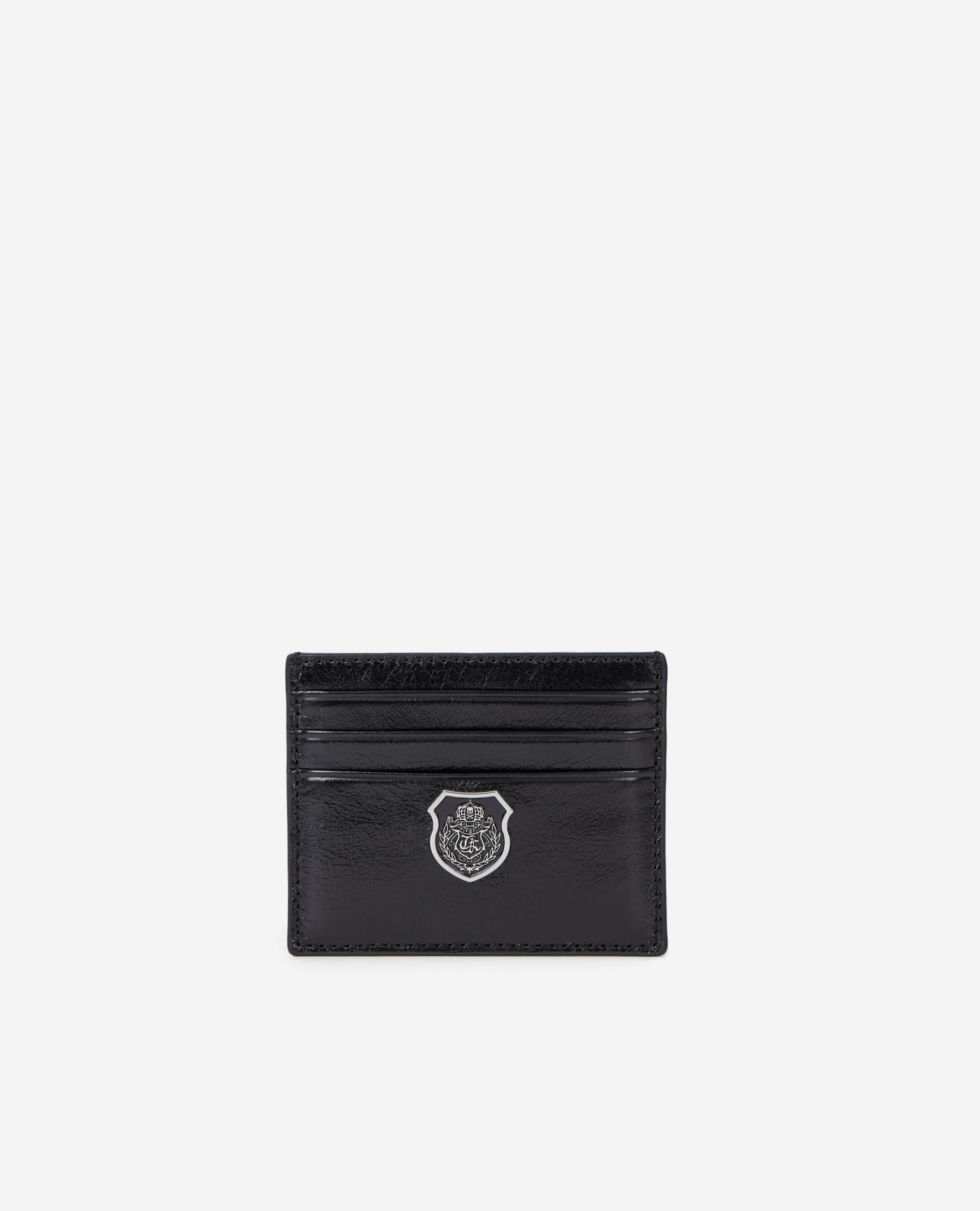 Porte Cartes Blason En Cuir Noir