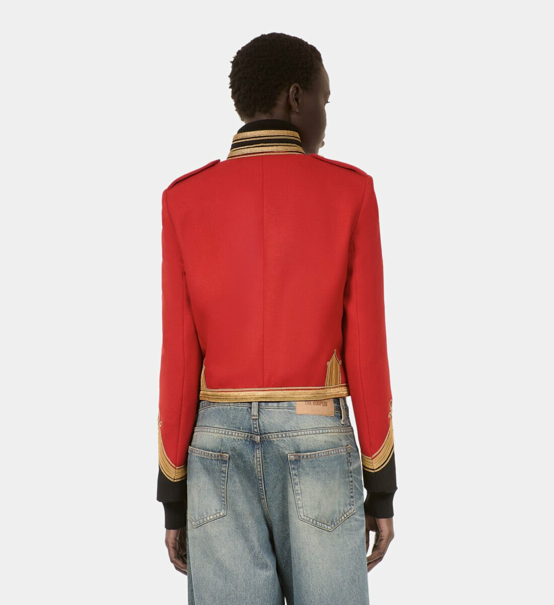 Veste Style Officier En Laine Rouge Femme