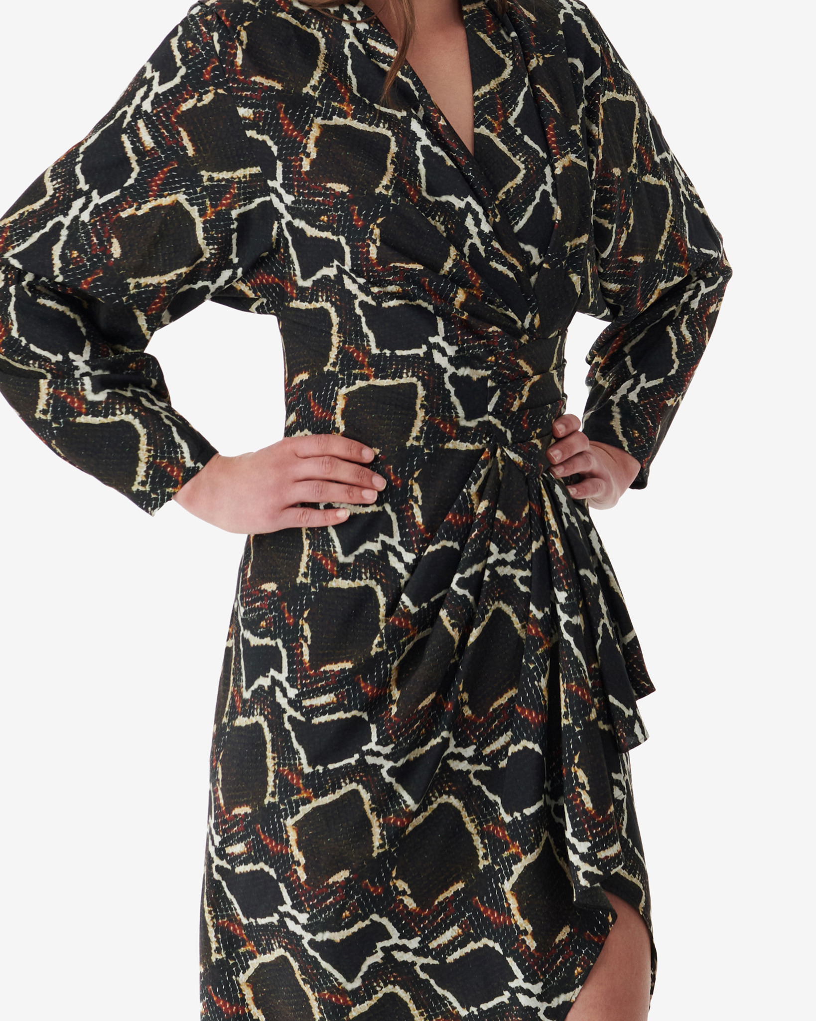 Robe Drapée À Imprimé Python Aurelie