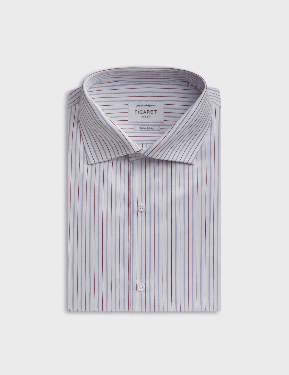 Chemise semi-ajustée rayée bleue et rouge