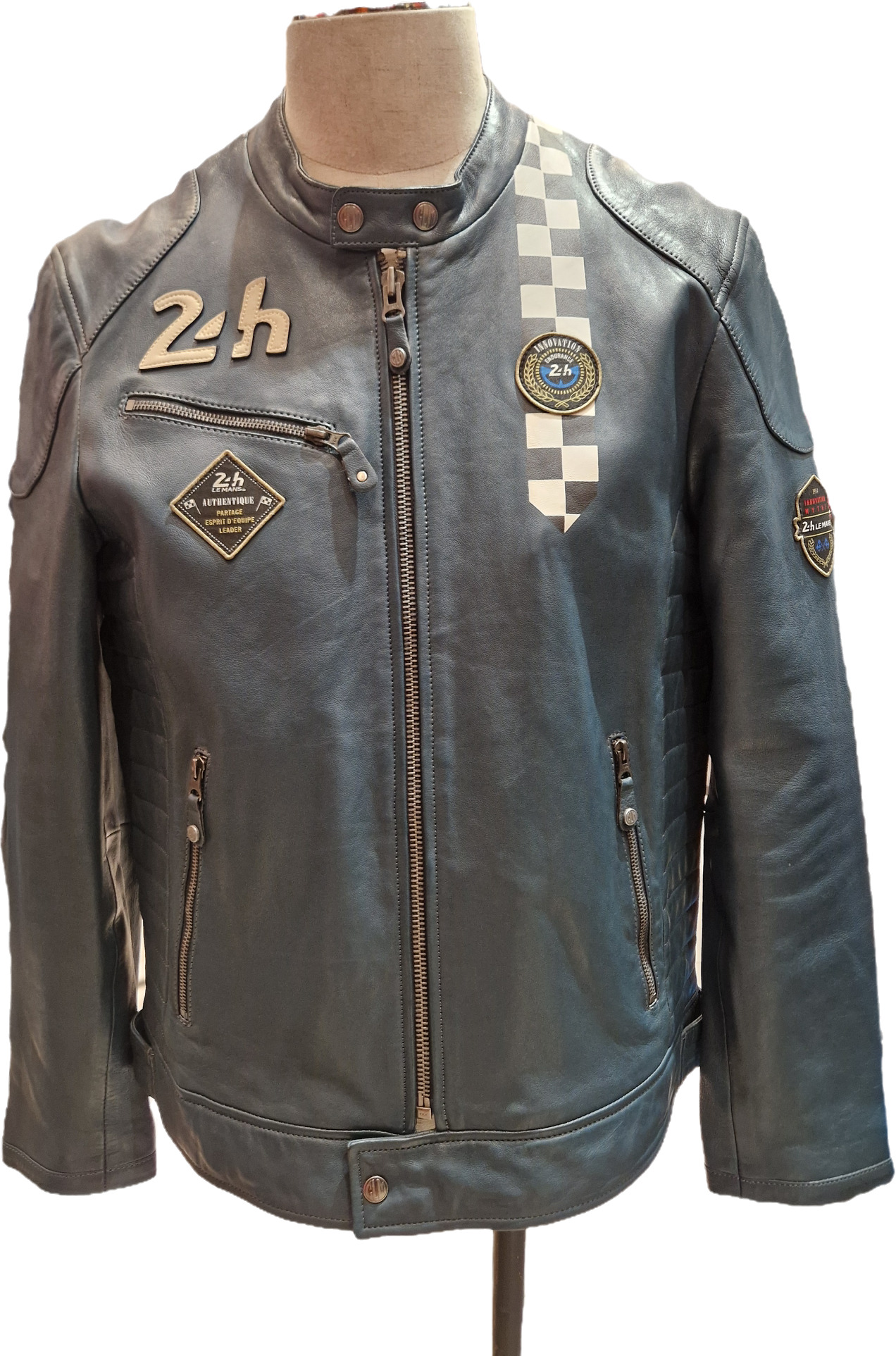 Blouson cuir 24H le mans Edgar royal blue
