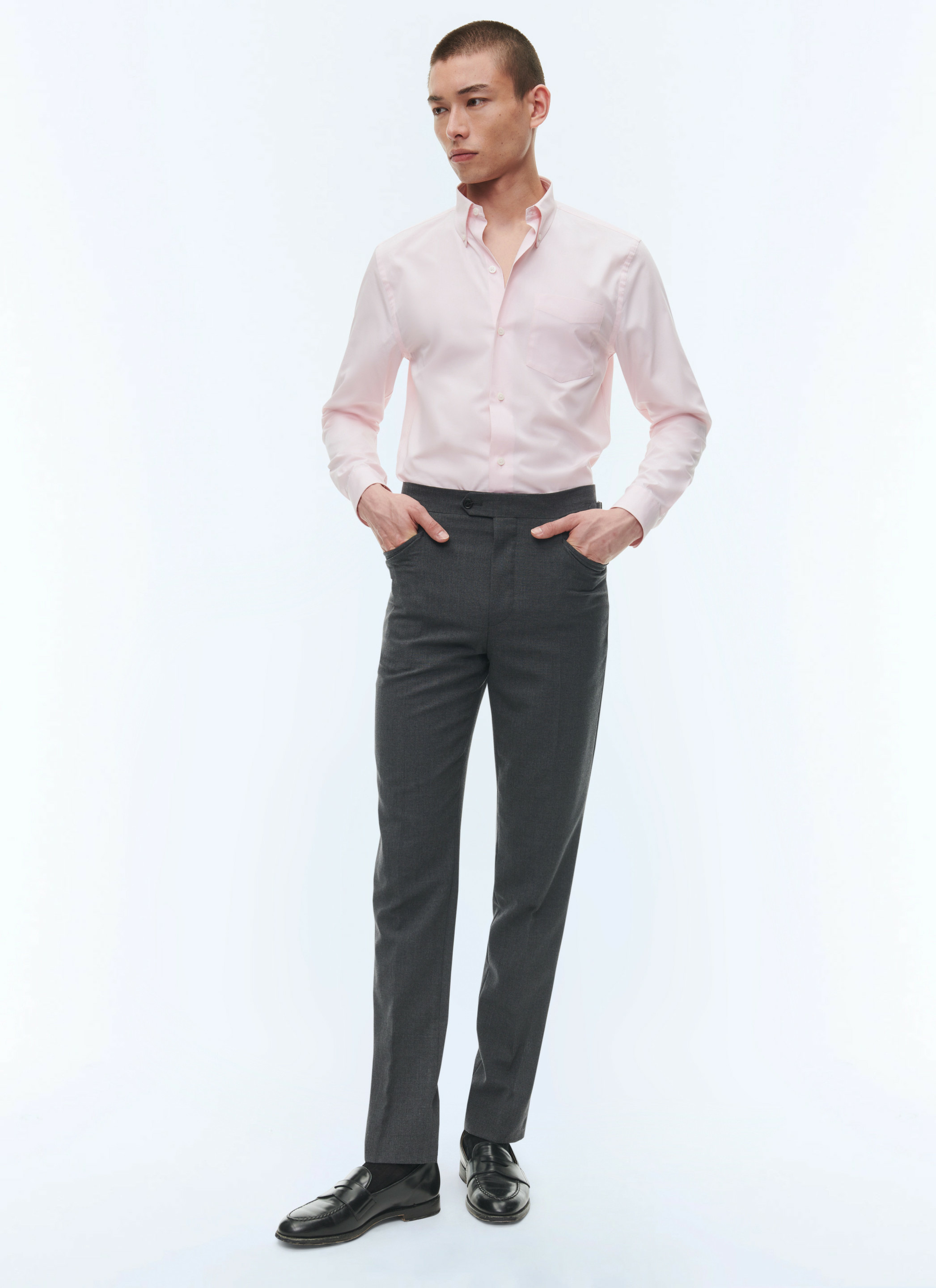 Pantalon gris en toile de laine fresco