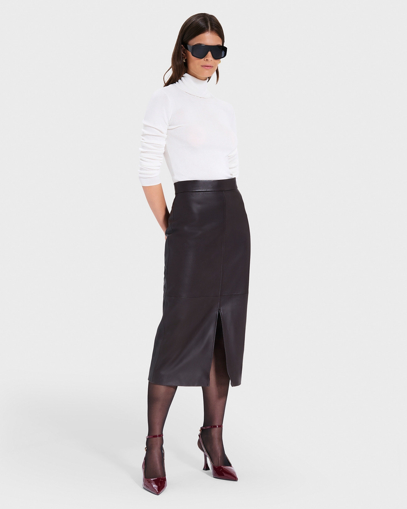 Jupe Jala Chocolat en cuir