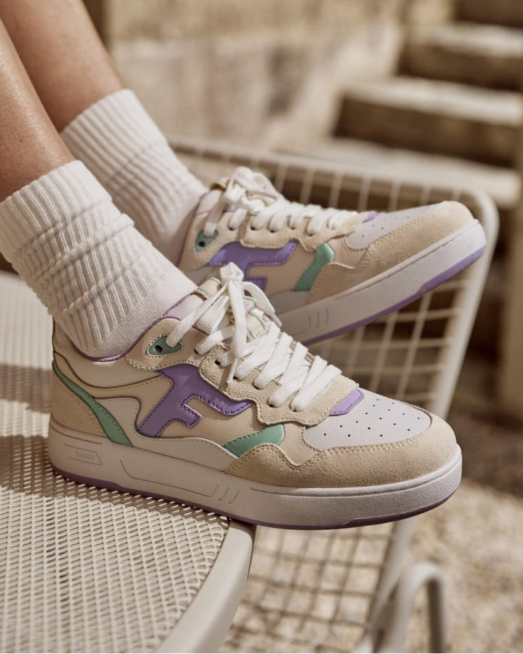 Baskets basses blanches & violet clair