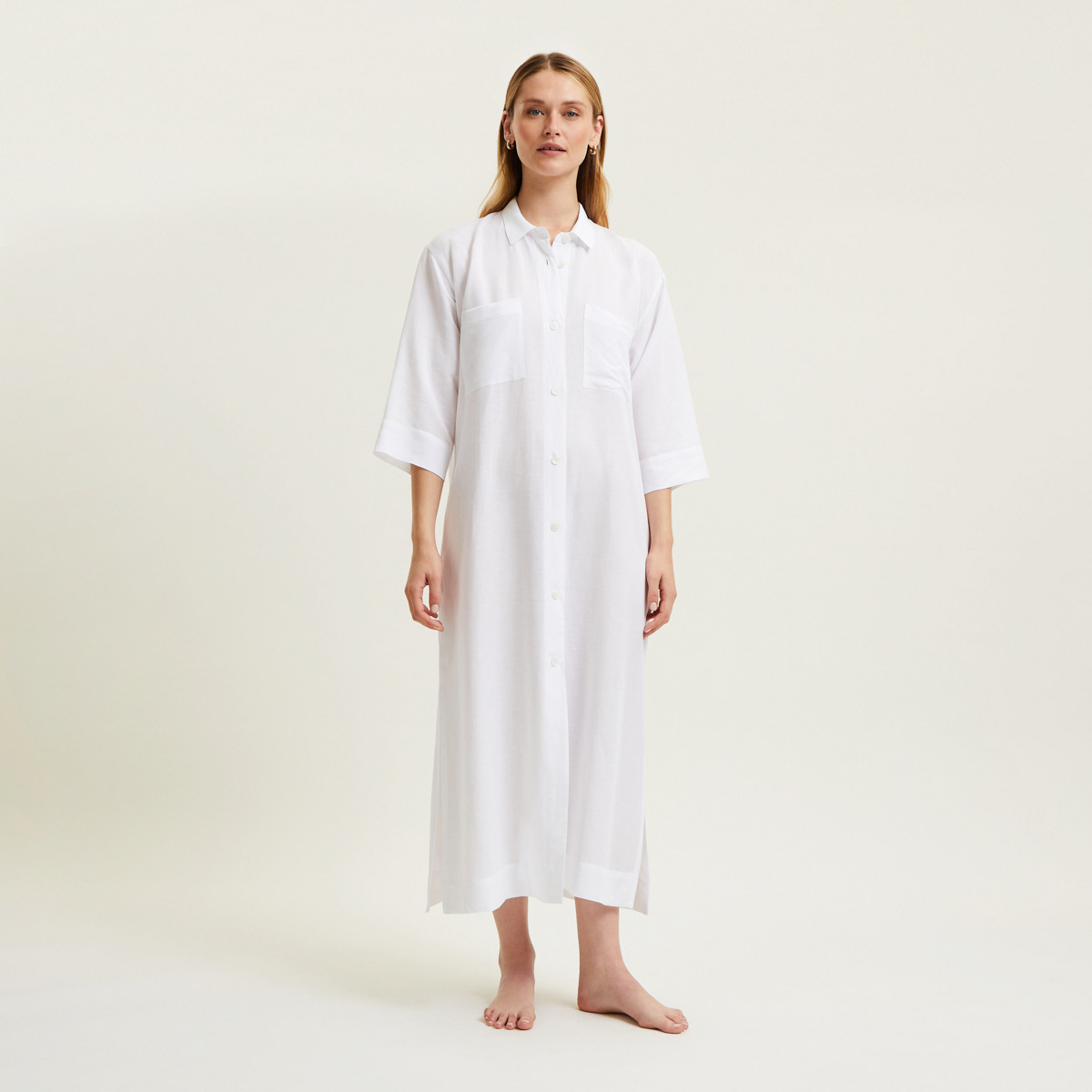Laurence Tavernier - Robe Longue en popeline de viscose lin, Maldives