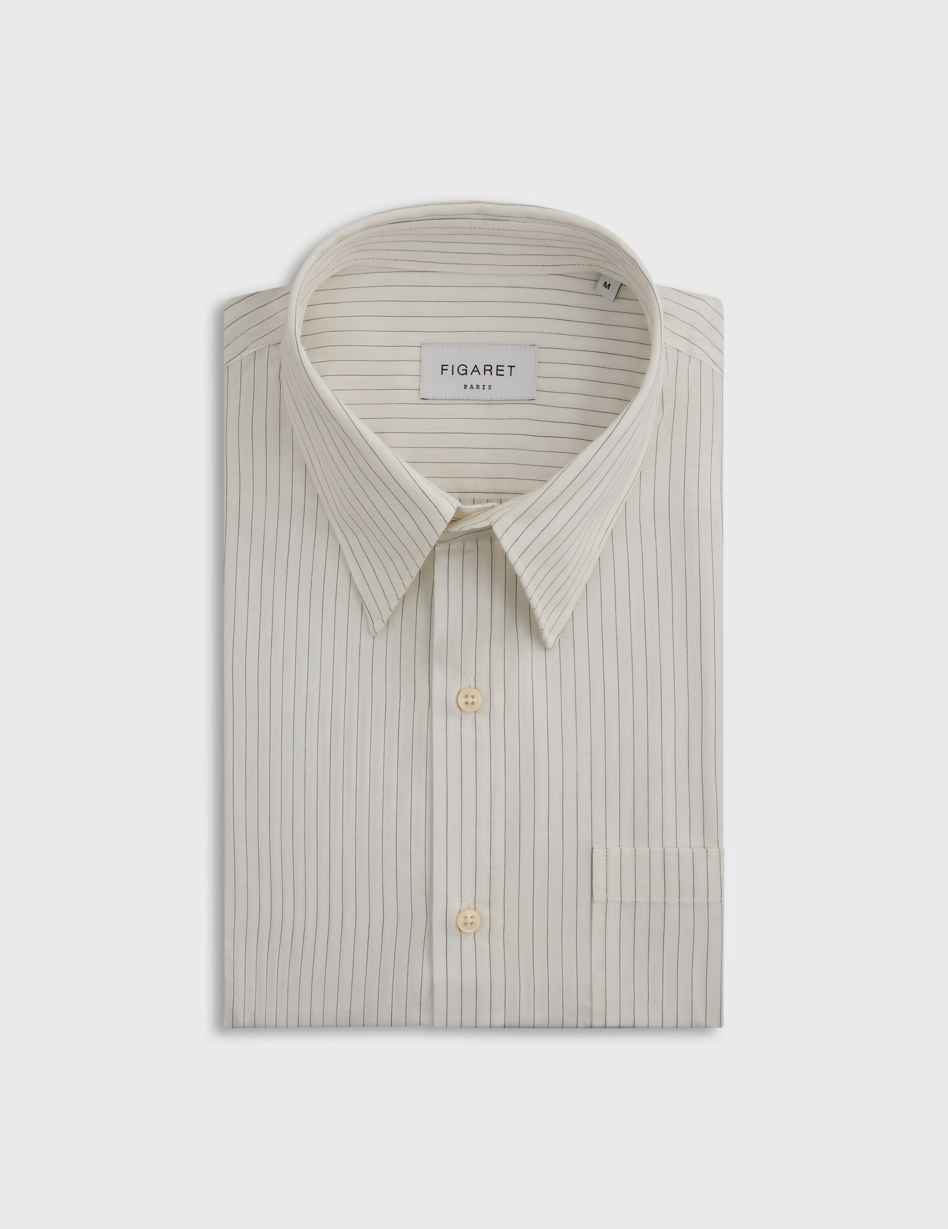 Chemise arnold col prodigieux avec poche poitrine en popeline rayée blanc