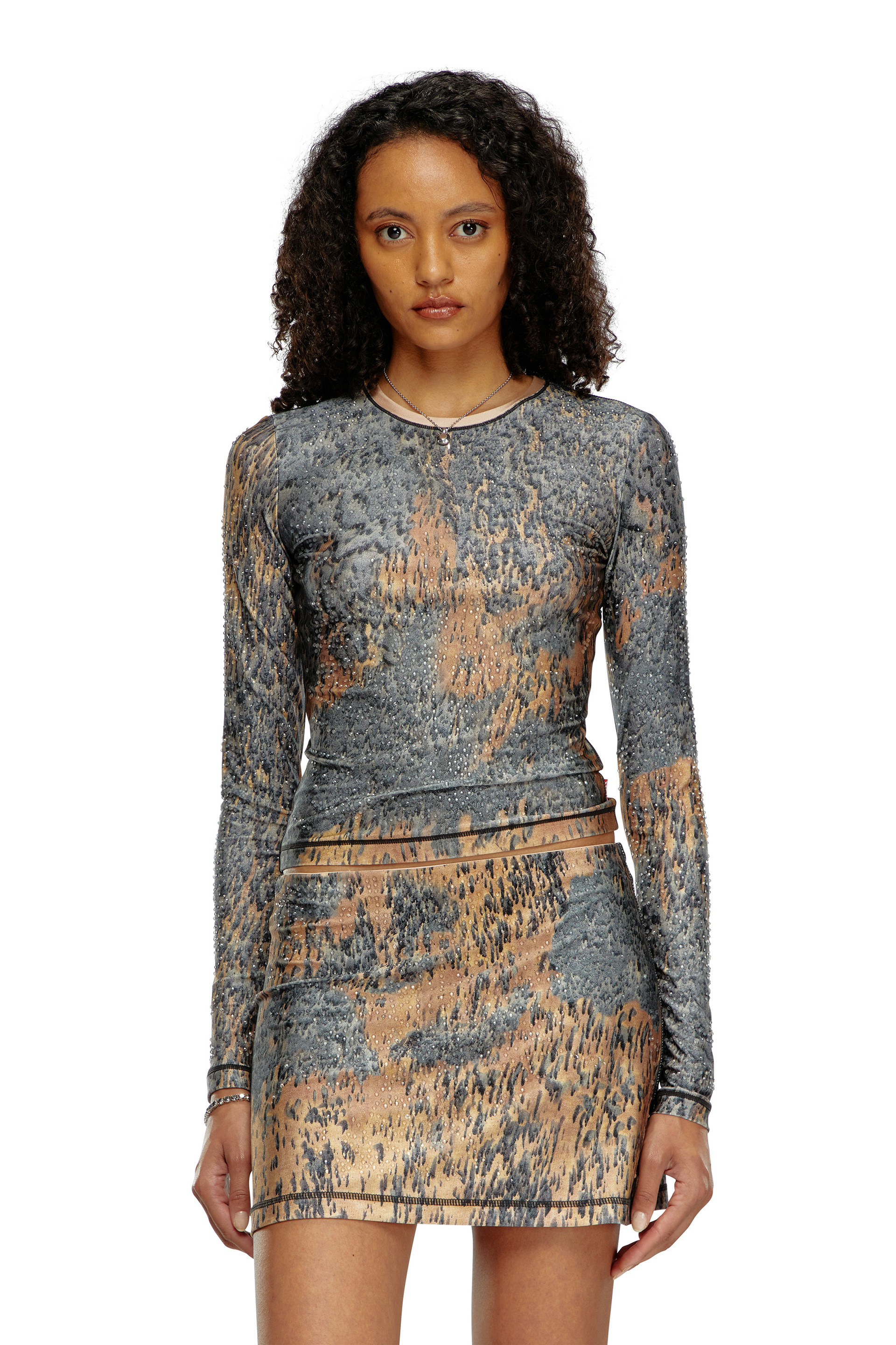 Top à cristaux avec imprimé Rain Camo