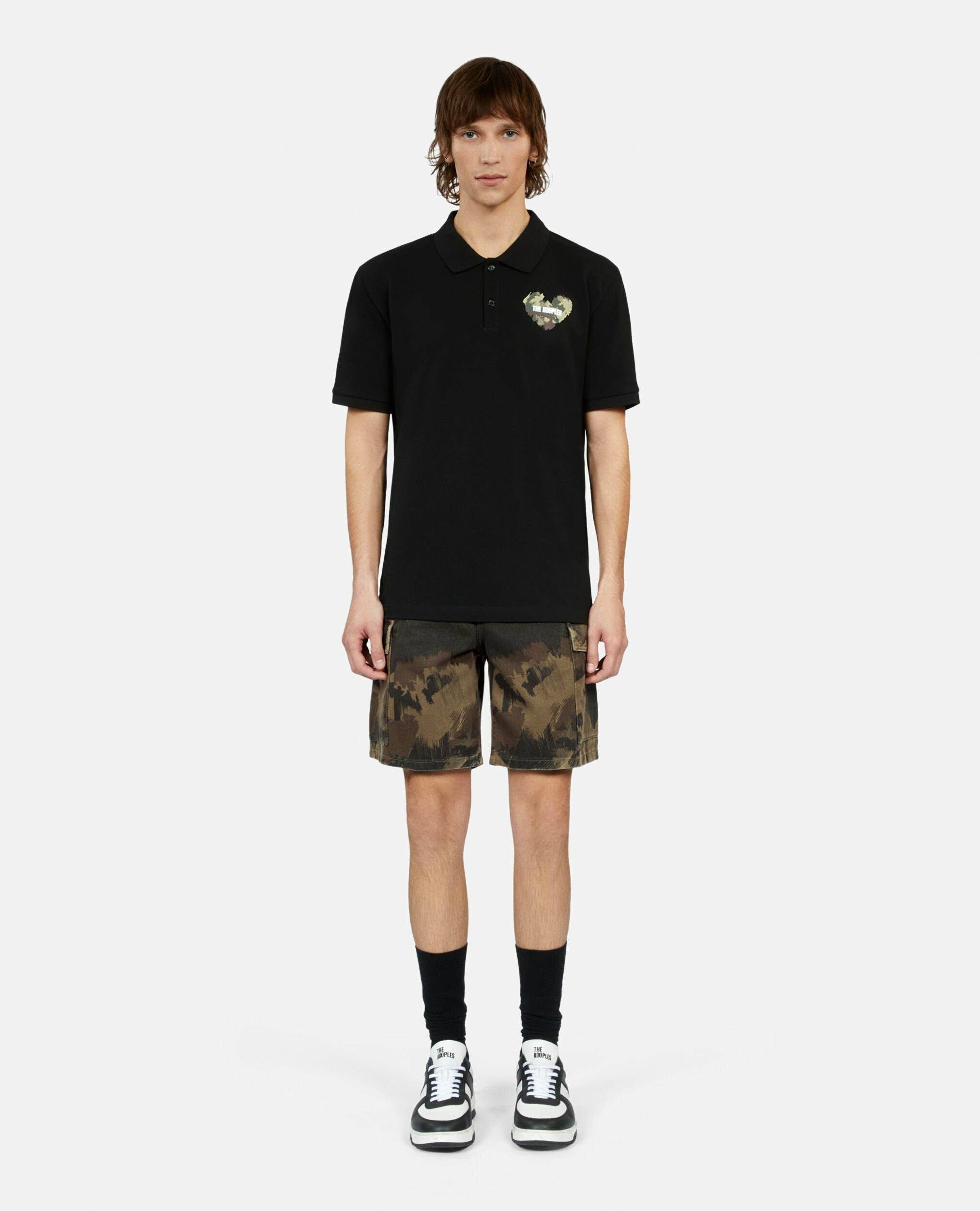 Polo Noir En Coton Piqué Homme