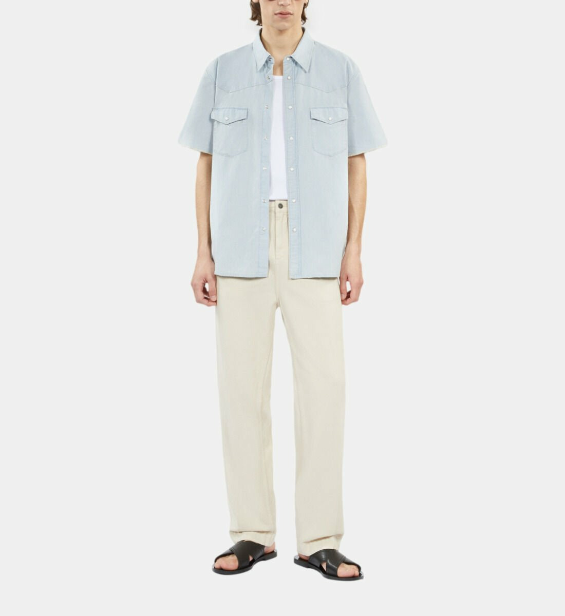 Chemise Manches Courtes En Denim Homme