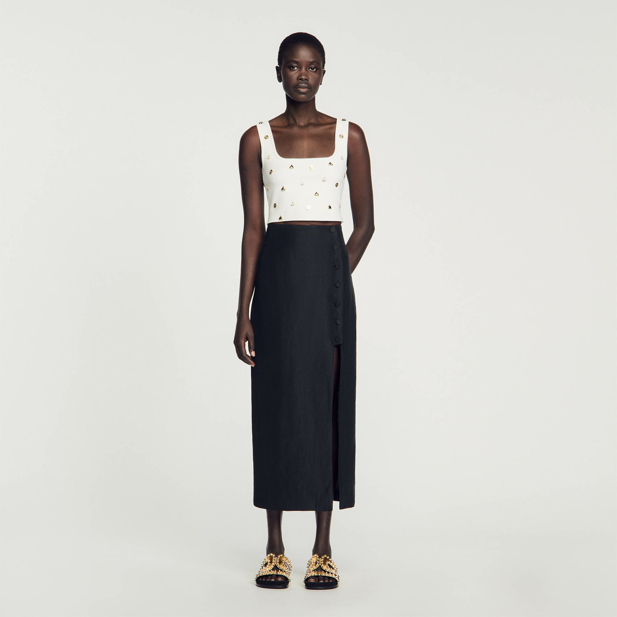 Jupe midi fendue